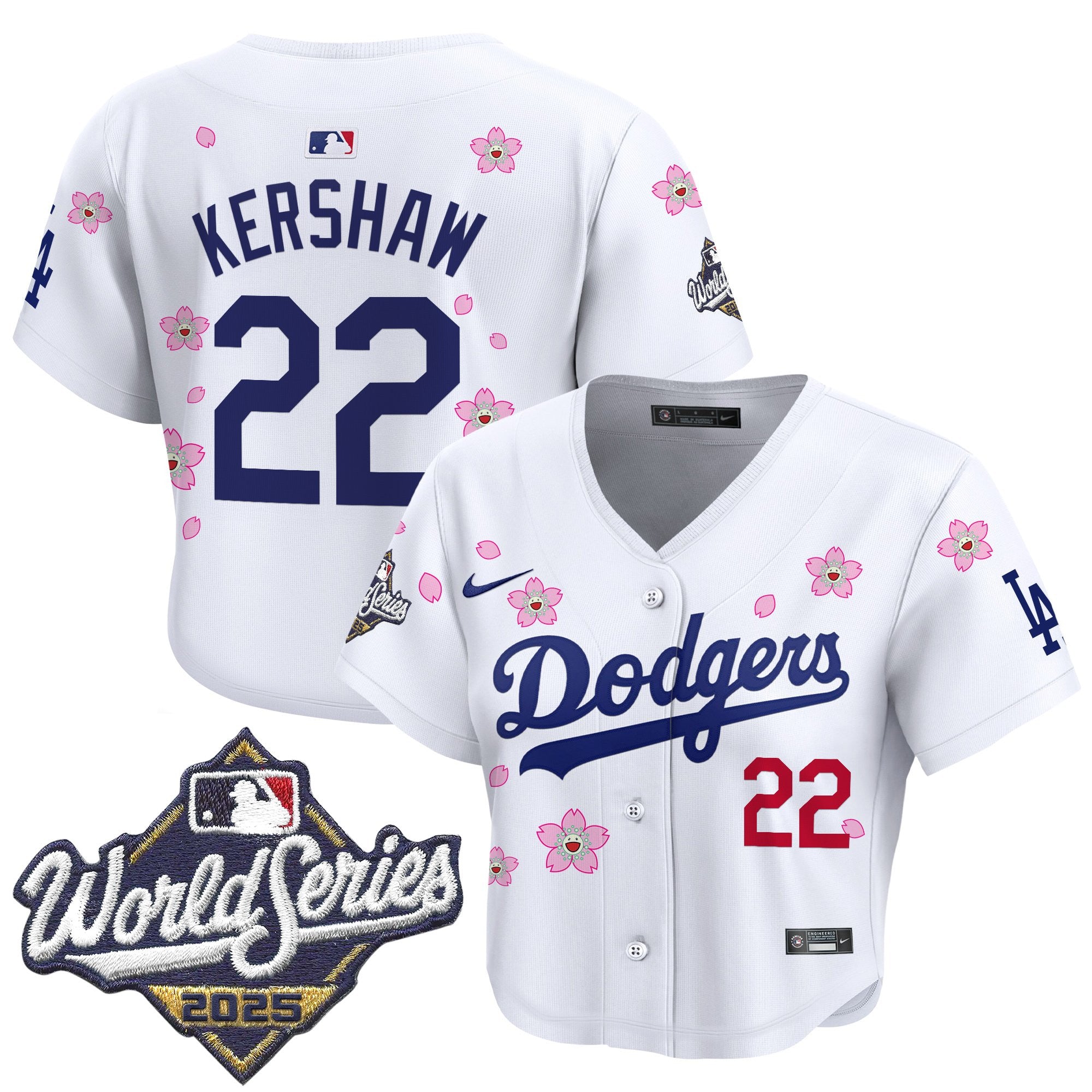 Women's Dodgers 2025 World Series x Tokyo Series Crop Top Baseball Jersey - All Stitched
