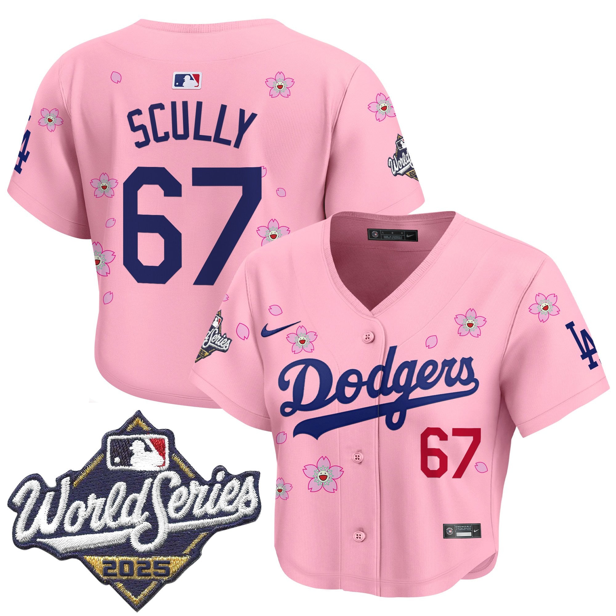 Women's Dodgers 2025 World Series x Tokyo Series Crop Top Baseball Jersey - All Stitched