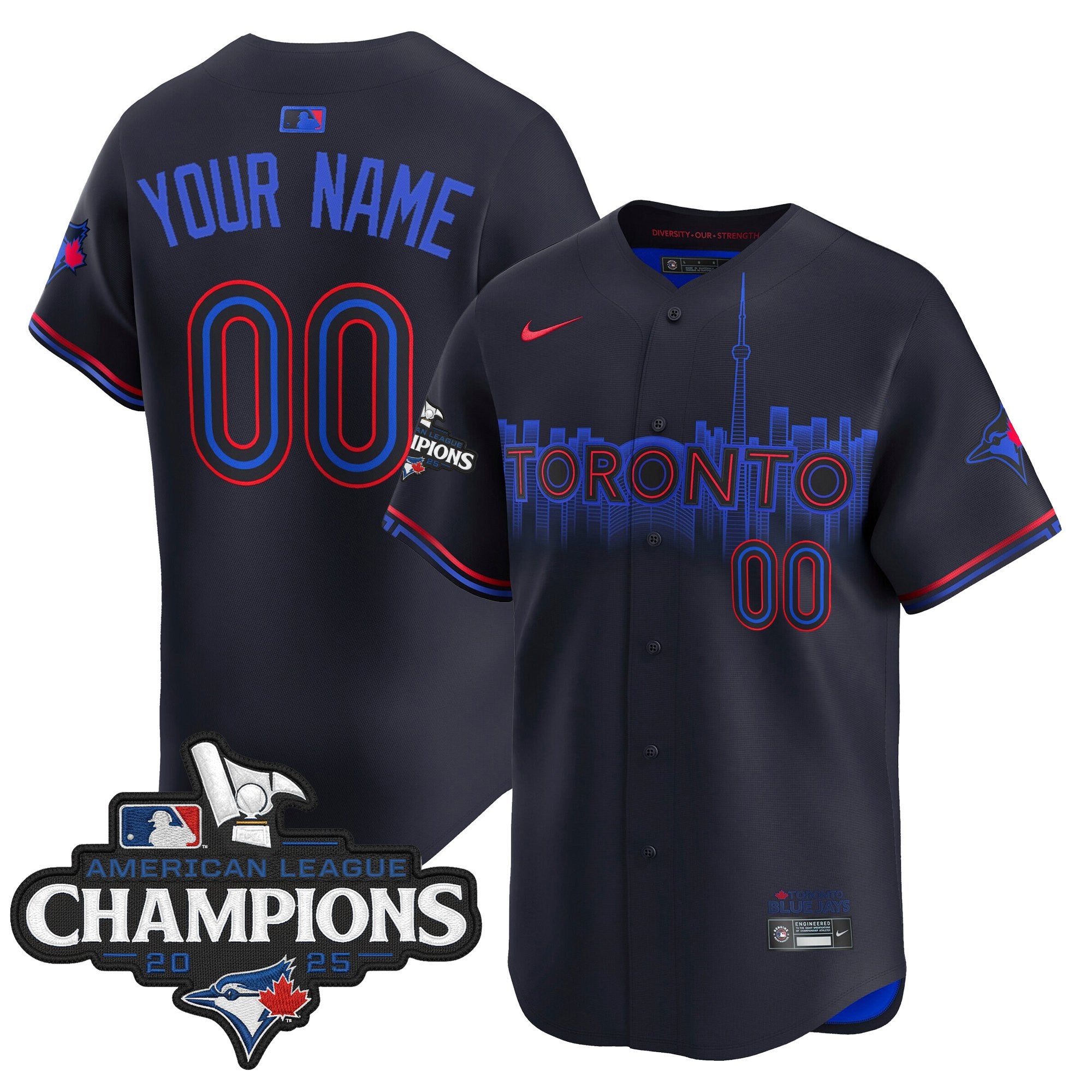 Toronto Blue Jays 2025 American League Champions Vapor Premier Limited Custom Jersey - All Stitched