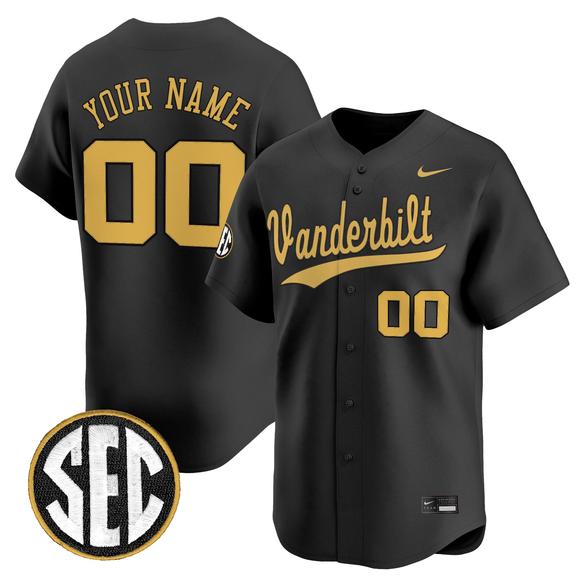 Vanderbilt Commodores 2025 Vapor Baseball Custom Jersey - All Stitched