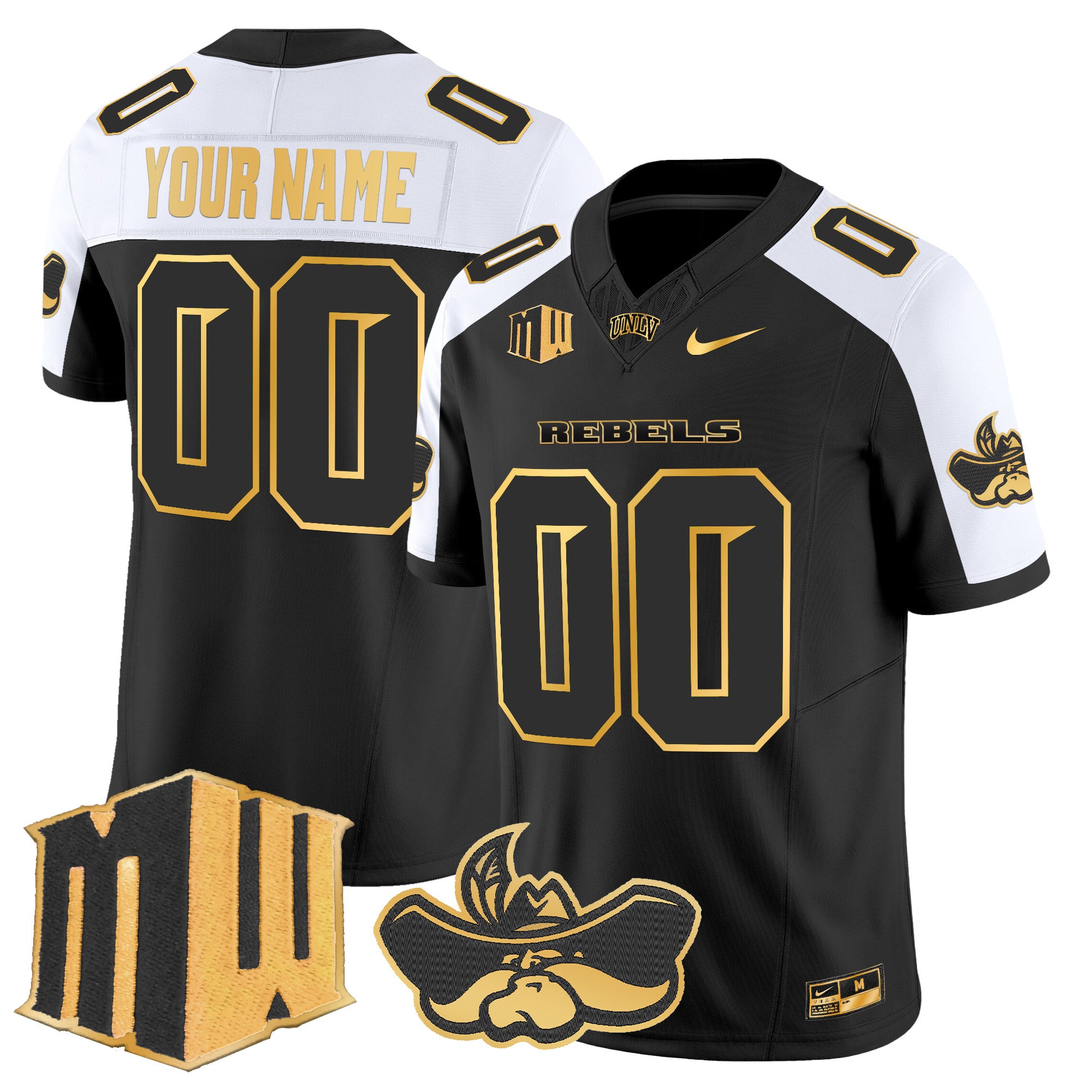 UNLV Rebels 2025 Gold Vapor Limited Custom Jersey - All Stitched