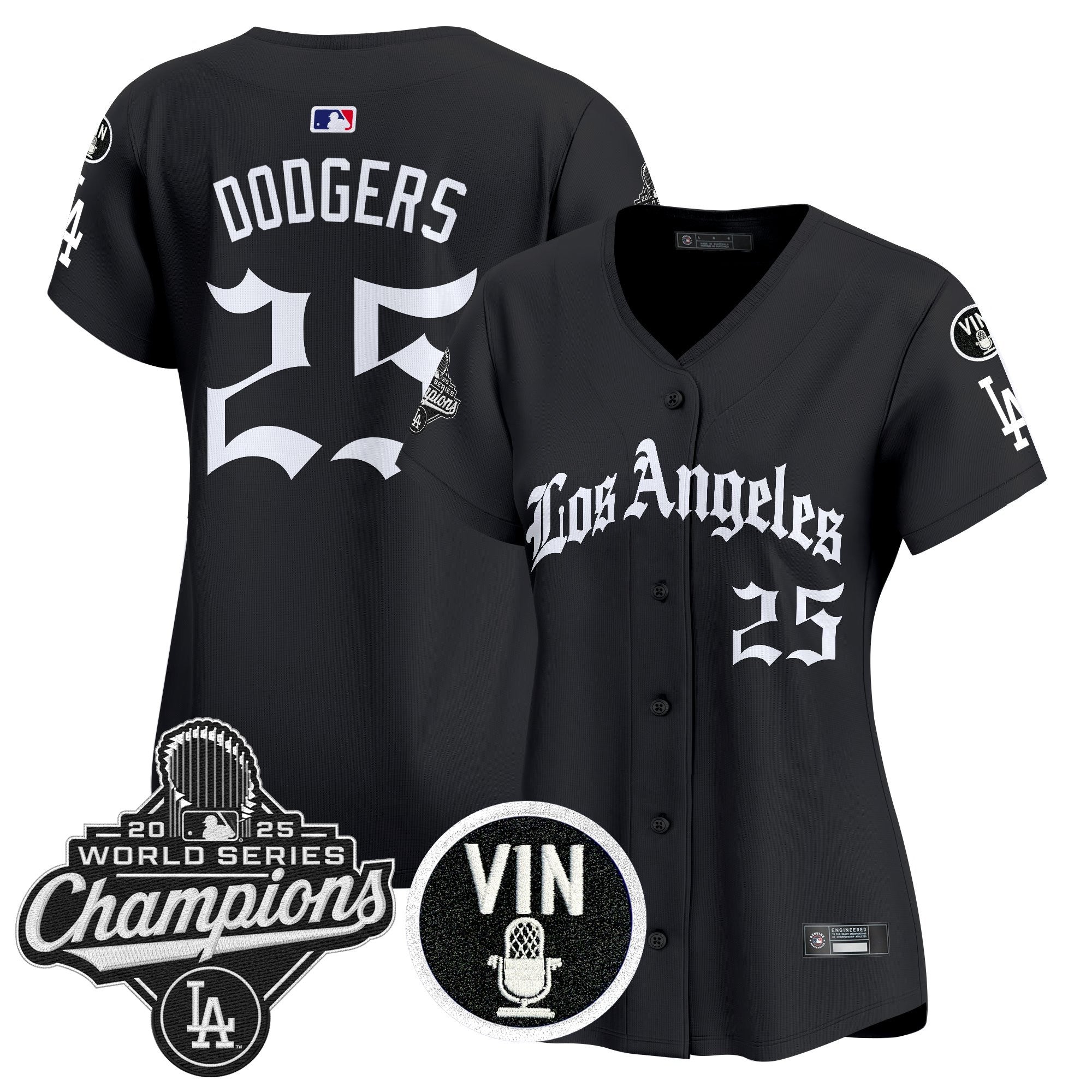 Women's Dodgers 2025 World Series Champions Vapor Premier Limited Jersey - LA Gothic Edition - All Stitched
