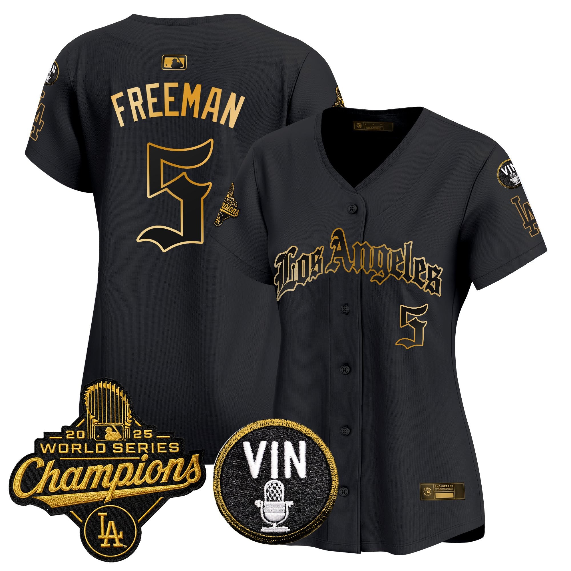 Women's Dodgers 2025 World Series Champions Vapor Premier Limited Jersey - LA Gothic Edition - All Stitched