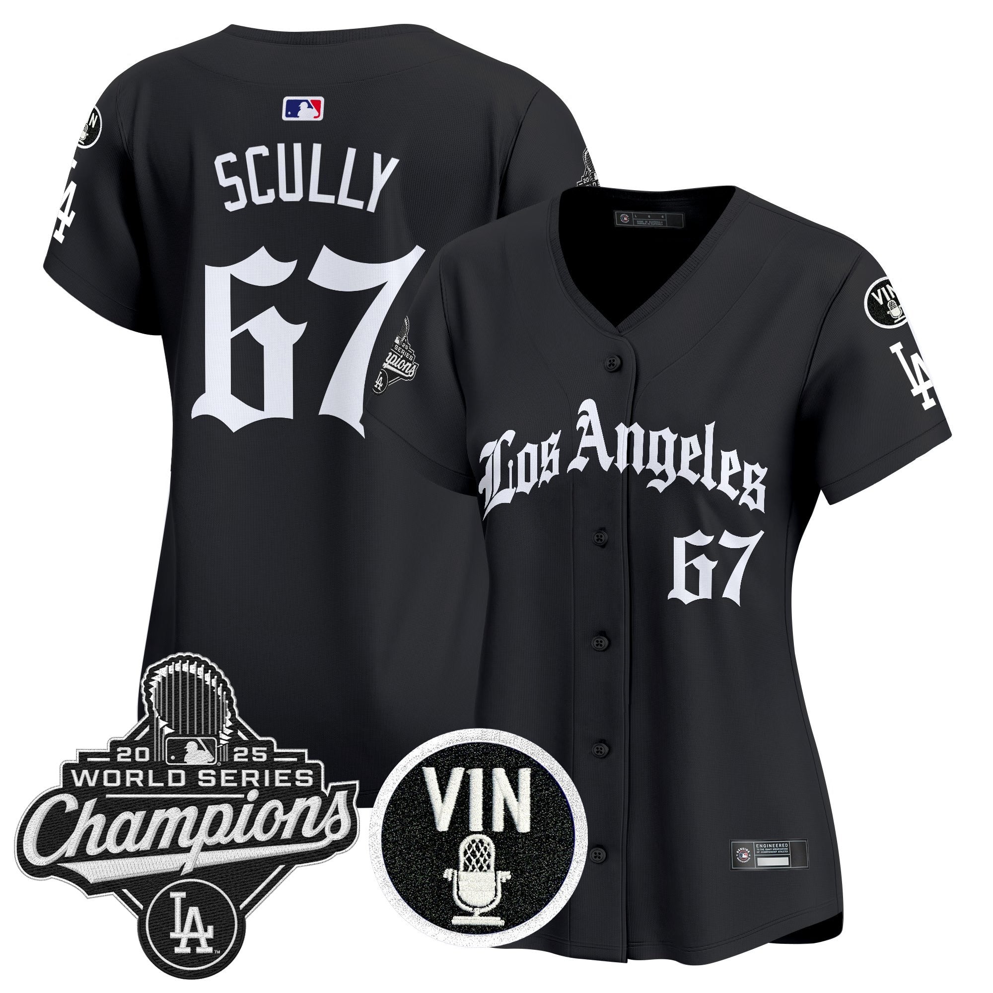 Women's Dodgers 2025 World Series Champions Vapor Premier Limited Jersey - LA Gothic Edition - All Stitched