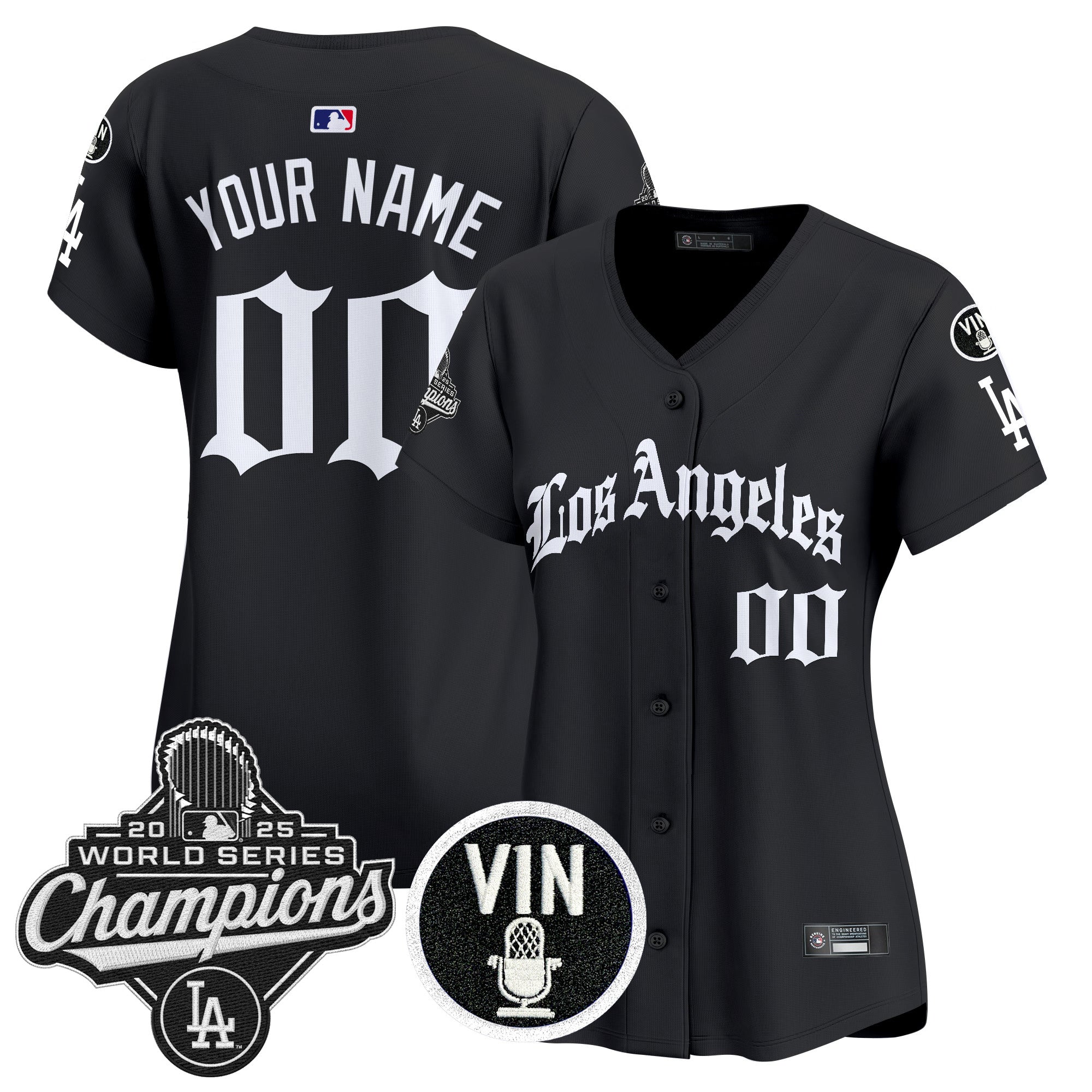 Dodgers 2025 World Series Champions Vapor Premier Limited Custom Jersey - LA Gothic Edition - All Stitched