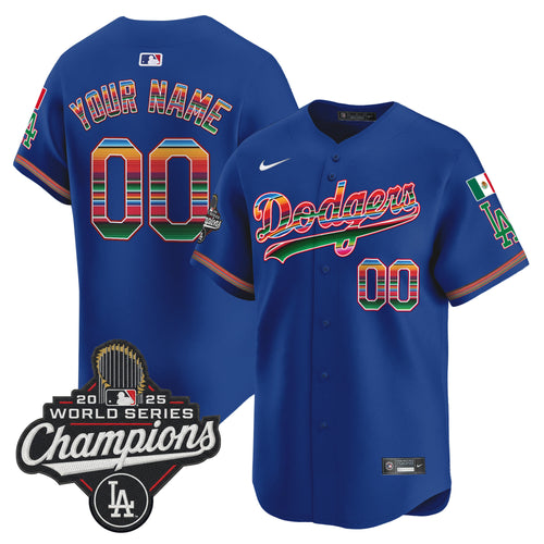 Dodgers Mexico 2025 World Series Champions Vapor Premier Limited Custom Jersey - All Stitched