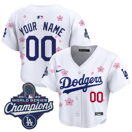 Dodgers 2025 World Series Champions x Tokyo Series Crop Top Baseball Custom Jersey - All Stitched