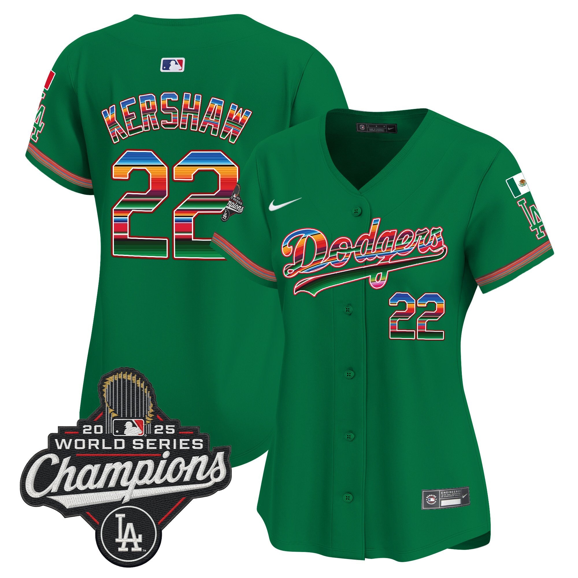Women's Dodgers Mexico 2025 World Series Champions Vapor Premier Limited Jersey - All Stitched