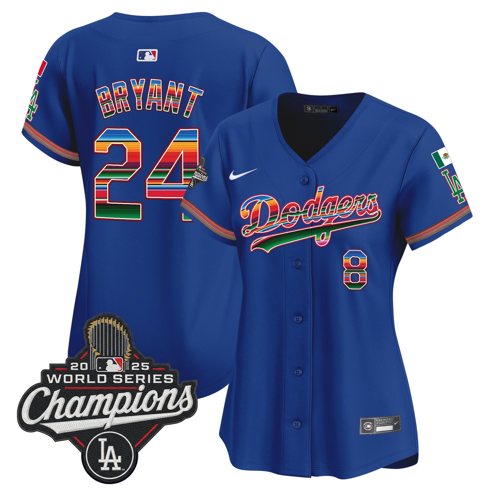 Women's Dodgers Mexico 2025 World Series Champions Vapor Premier Limited Jersey - All Stitched
