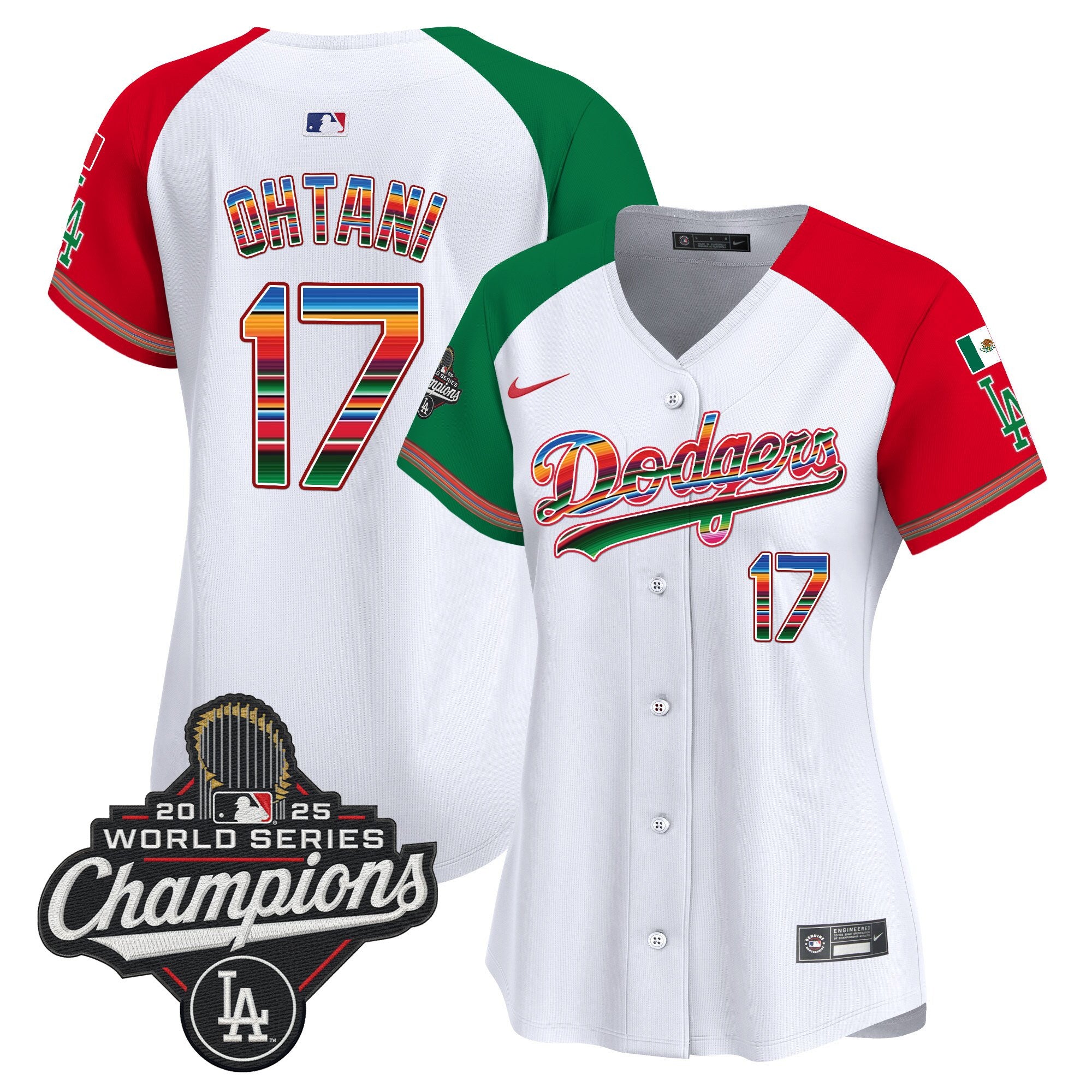 Women's Dodgers Mexico 2025 World Series Champions Vapor Premier Limited Jersey - All Stitched