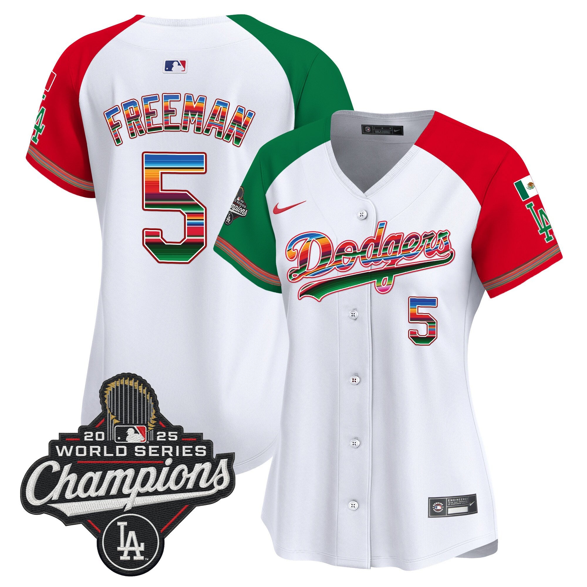 Women's Dodgers Mexico 2025 World Series Champions Vapor Premier Limited Jersey - All Stitched