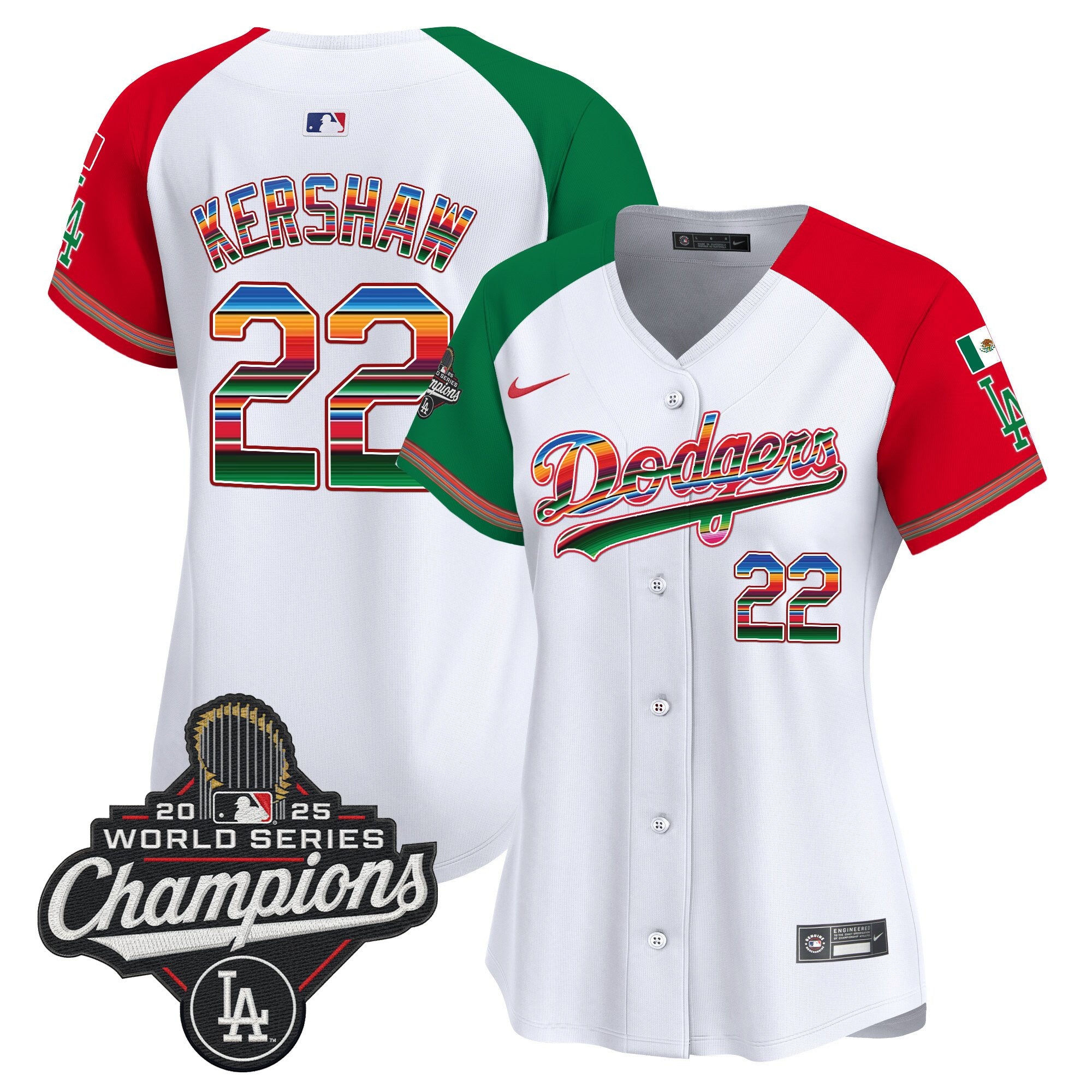 Women's Dodgers Mexico 2025 World Series Champions Vapor Premier Limited Jersey - All Stitched