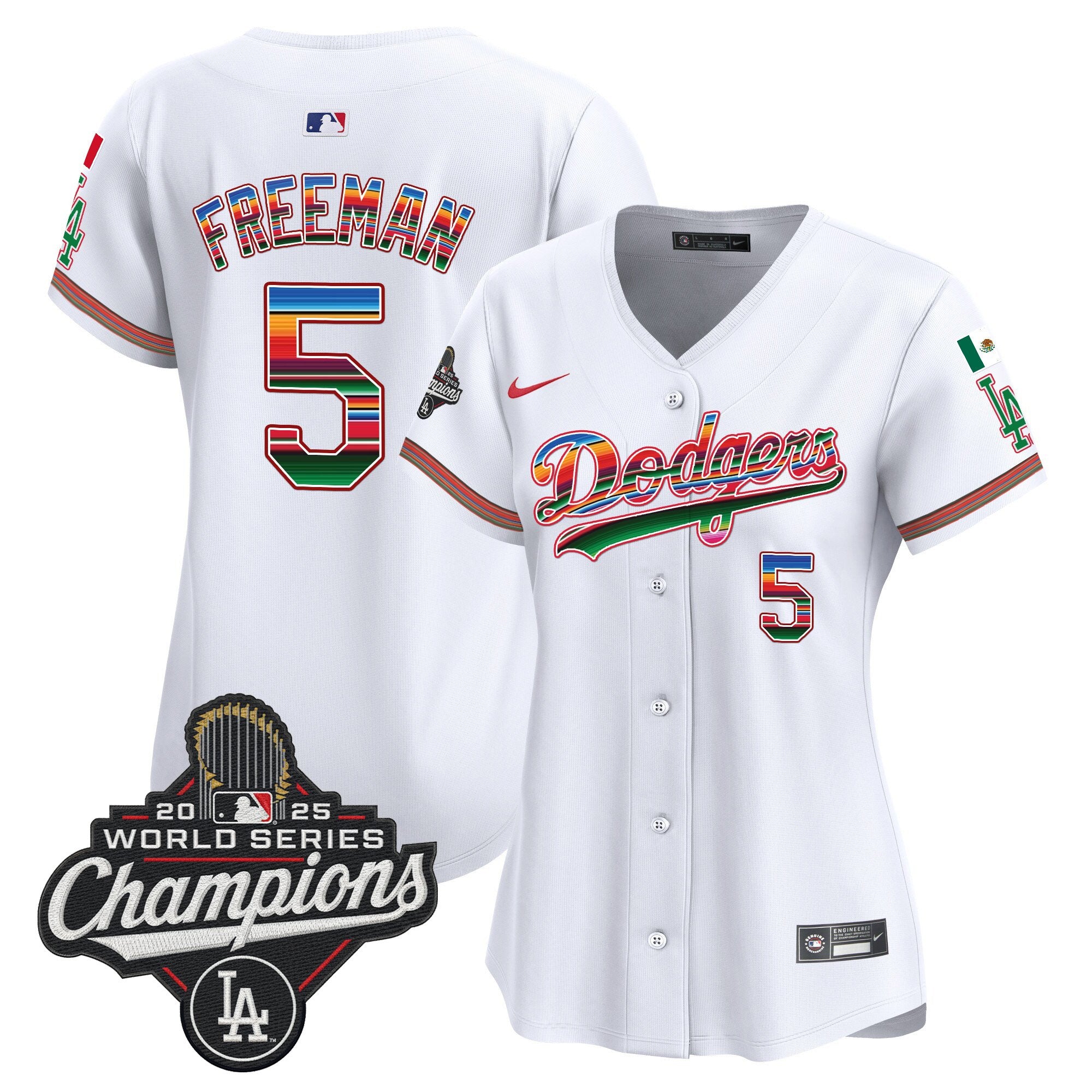 Women's Dodgers Mexico 2025 World Series Champions Vapor Premier Limited Jersey - All Stitched