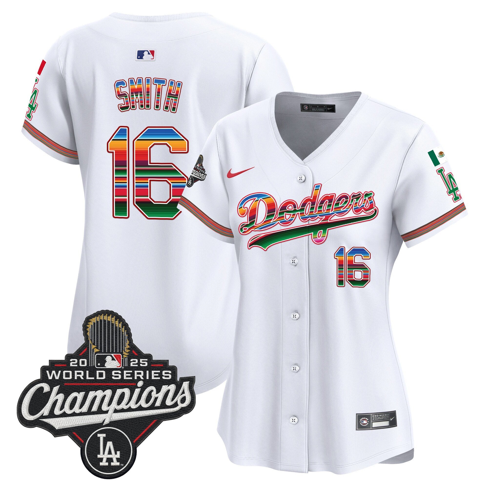 Women's Dodgers Mexico 2025 World Series Champions Vapor Premier Limited Jersey - All Stitched