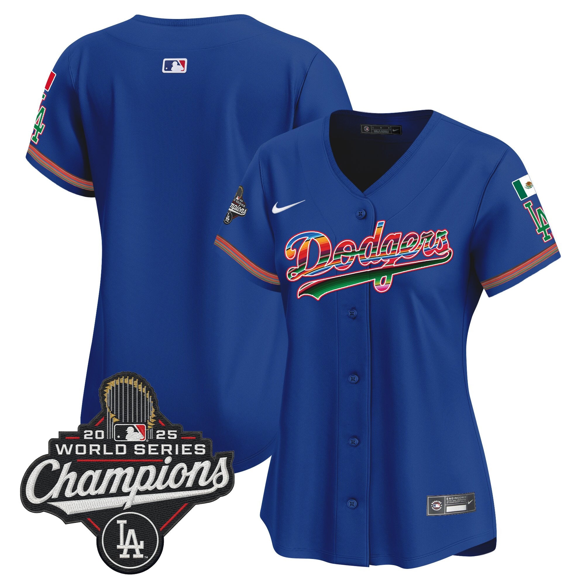 Women's Dodgers Mexico 2025 World Series Champions Vapor Premier Limited Jersey - All Stitched