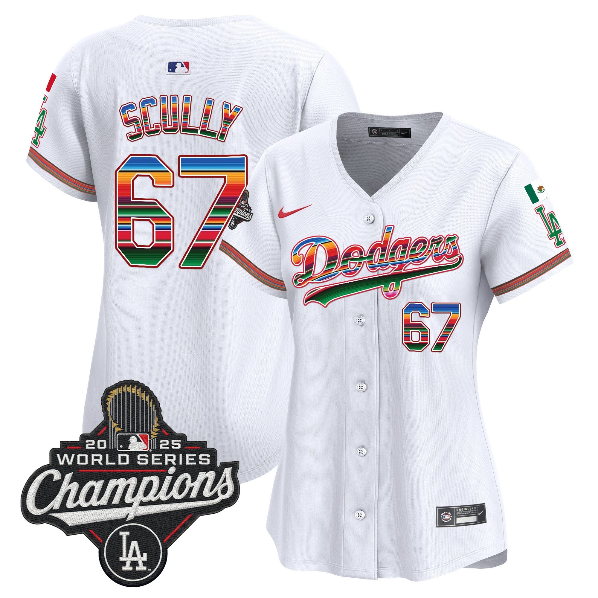 Women's Dodgers Mexico 2025 World Series Champions Vapor Premier Limited Jersey - All Stitched