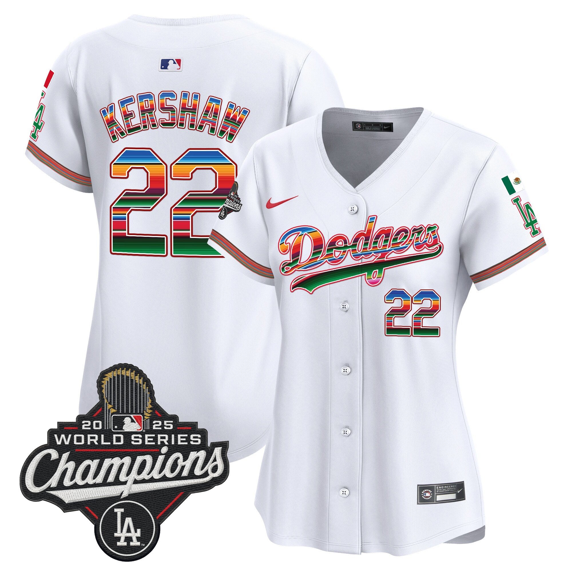 Women's Dodgers Mexico 2025 World Series Champions Vapor Premier Limited Jersey - All Stitched
