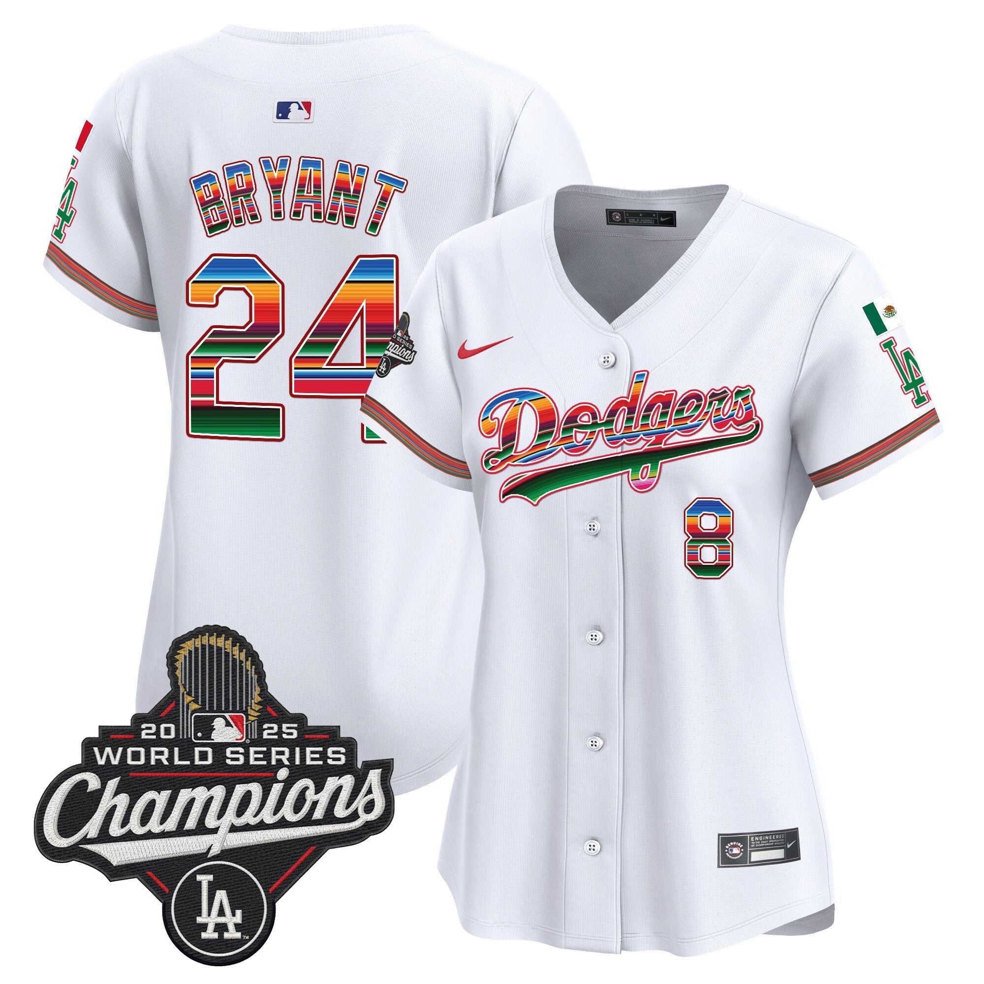 Women's Dodgers Mexico 2025 World Series Champions Vapor Premier Limited Jersey - All Stitched