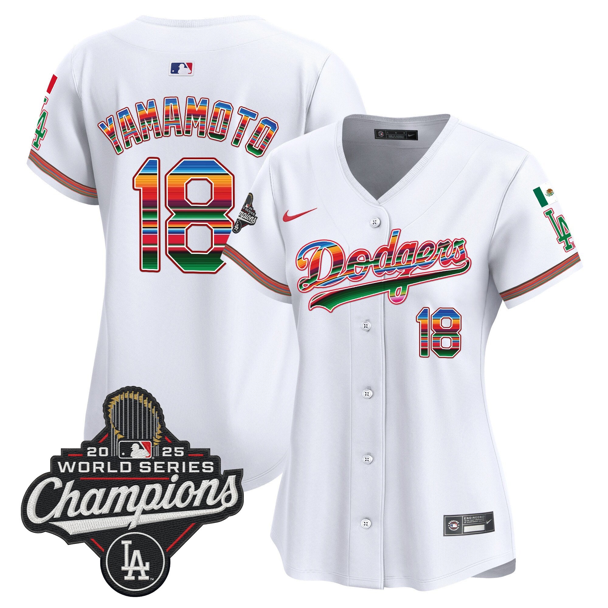 Women's Dodgers Mexico 2025 World Series Champions Vapor Premier Limited Jersey - All Stitched