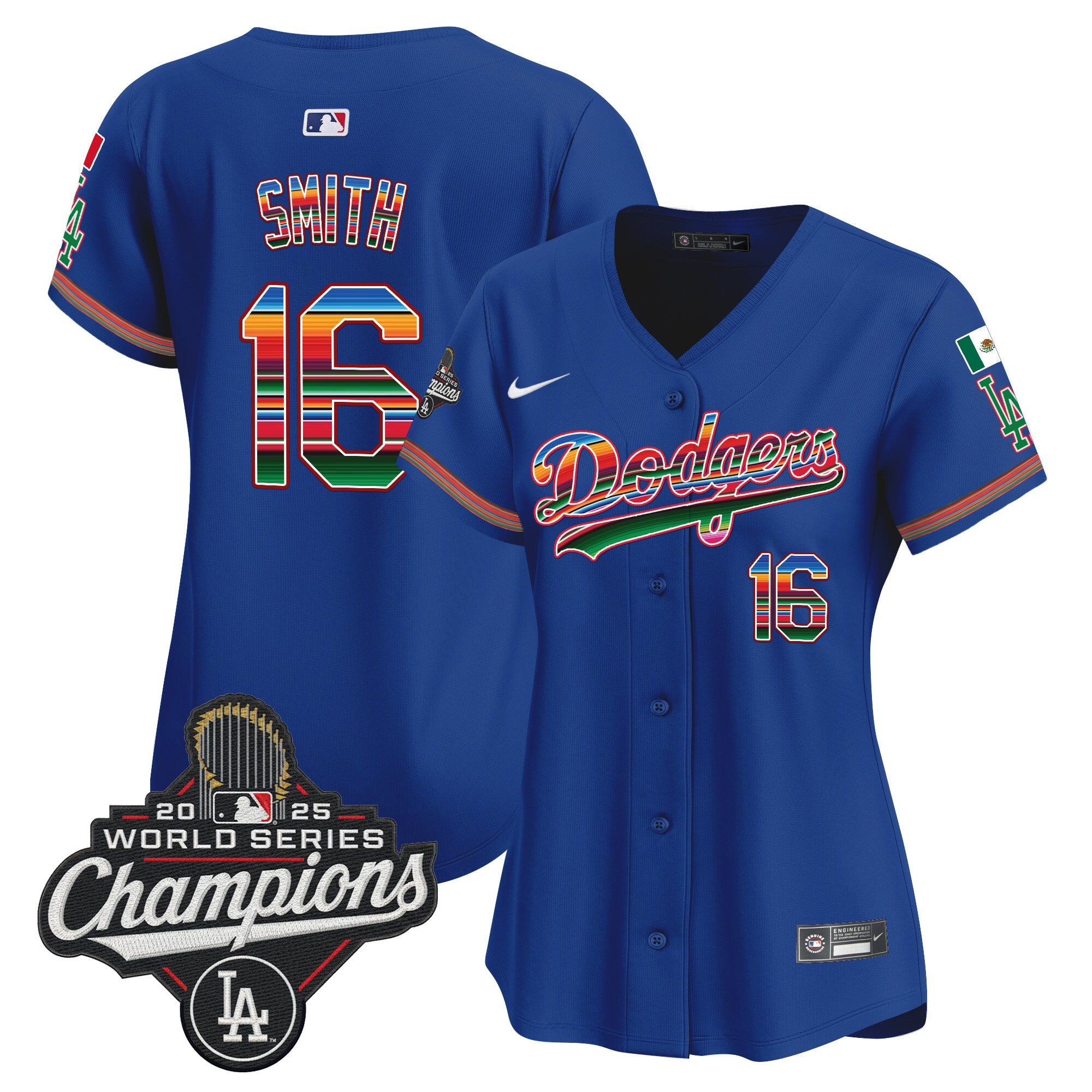 Women's Dodgers Mexico 2025 World Series Champions Vapor Premier Limited Jersey - All Stitched