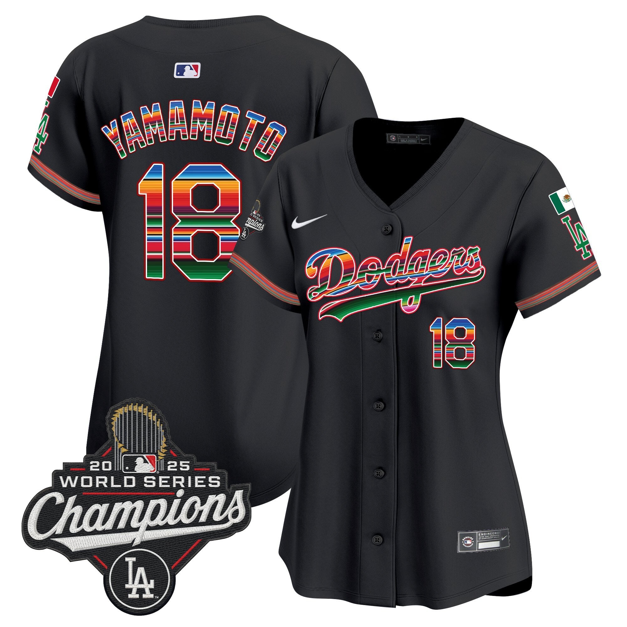 Women's Dodgers Mexico 2025 World Series Champions Vapor Premier Limited Jersey - All Stitched