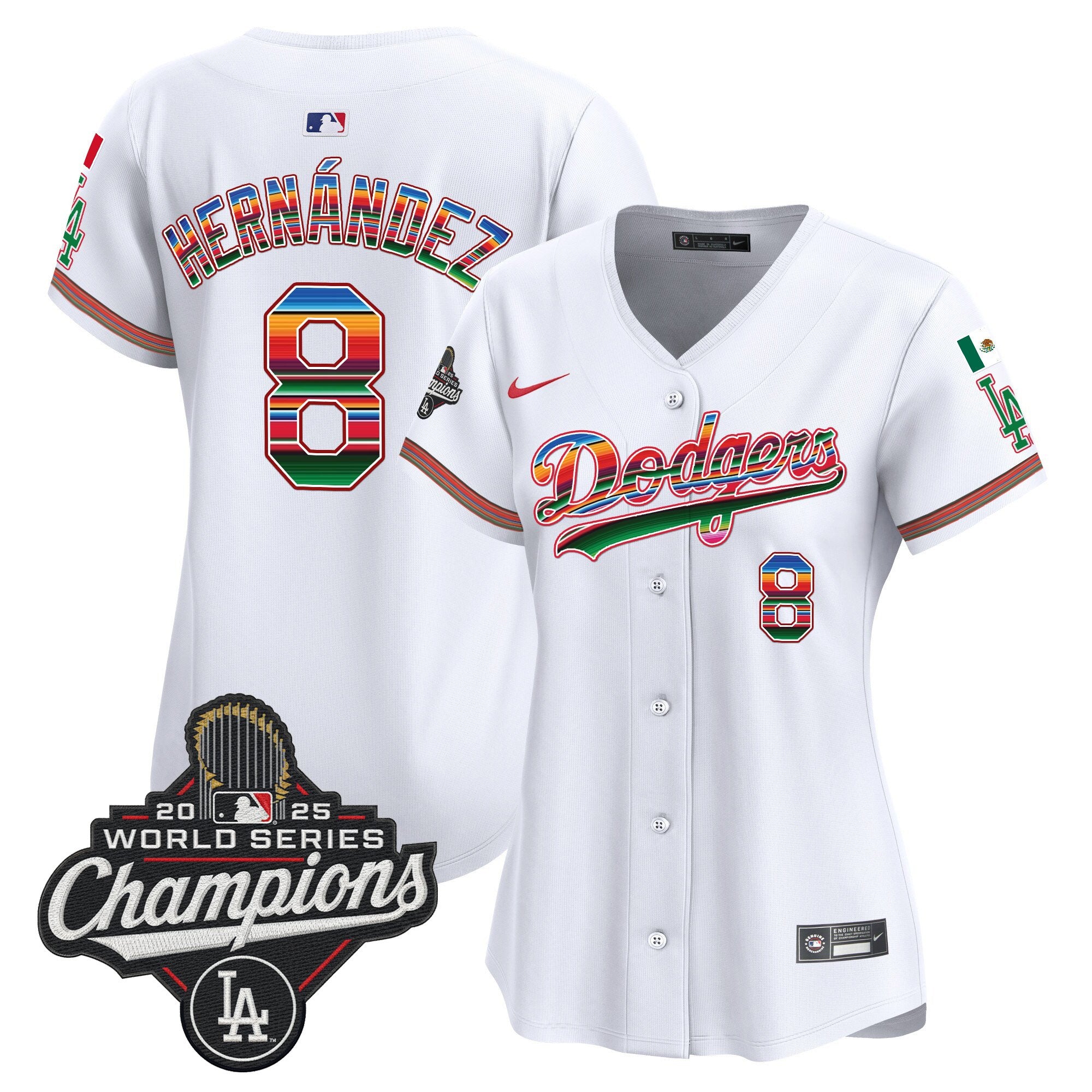 Women's Dodgers Mexico 2025 World Series Champions Vapor Premier Limited Jersey - All Stitched