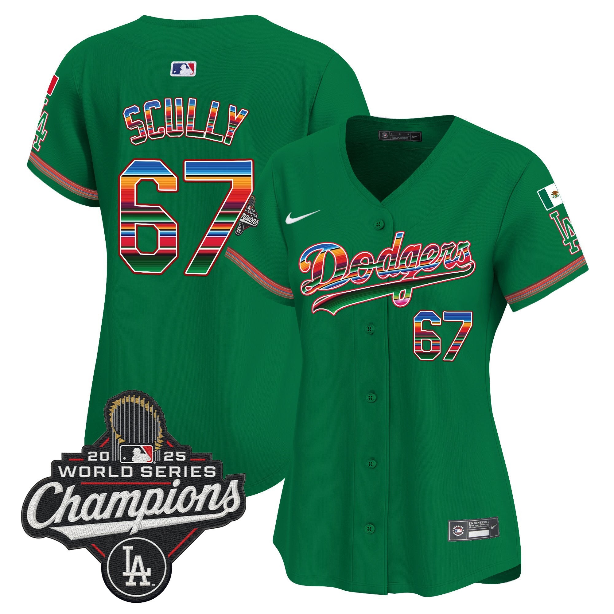 Women's Dodgers Mexico 2025 World Series Champions Vapor Premier Limited Jersey - All Stitched