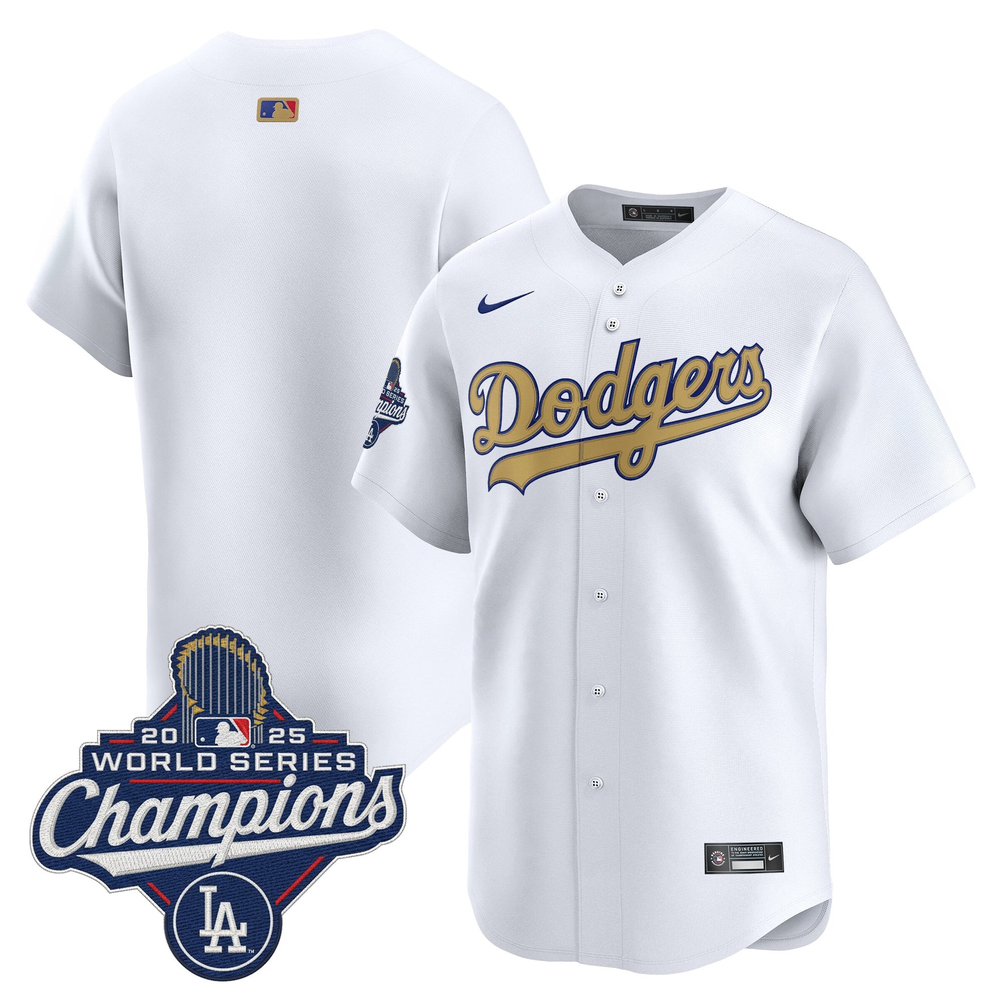 Dodgers 2025 World Series Champions Gold Vapor Premier Limited Jersey - All Stitched
