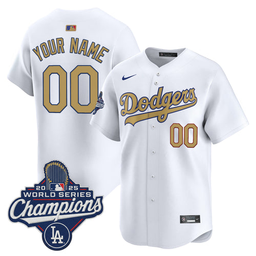 Dodgers 2025 World Series Champions Gold Vapor Premier Limited Custom Jersey - All Stitched