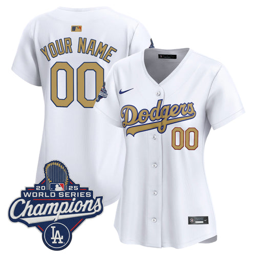 Dodgers 2025 World Series Champions Gold Vapor Premier Limited Custom Jersey - All Stitched