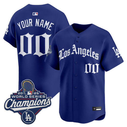 Dodgers 2025 World Series Champions Vapor Premier Limited Custom Jersey V2 - LA Gothic Edition - All Stitched