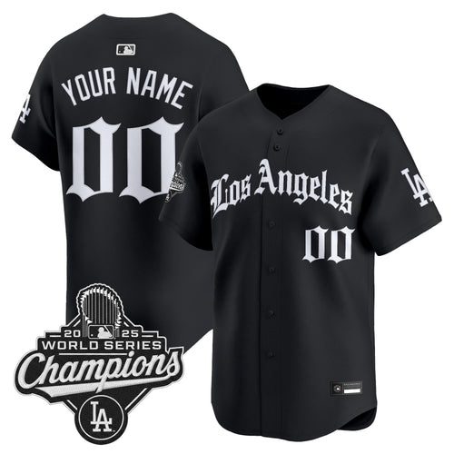 Dodgers 2025 World Series Champions Vapor Premier Limited Custom Jersey V2 - LA Gothic Edition - All Stitched