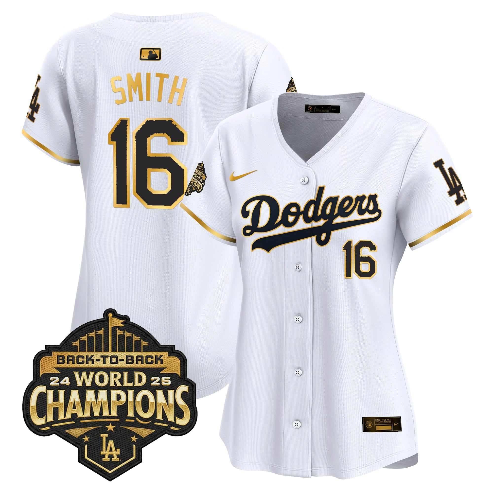 Women's Dodgers 2025 Back-To-Back Champions Vapor Premier Limited Jersey - All Stitched