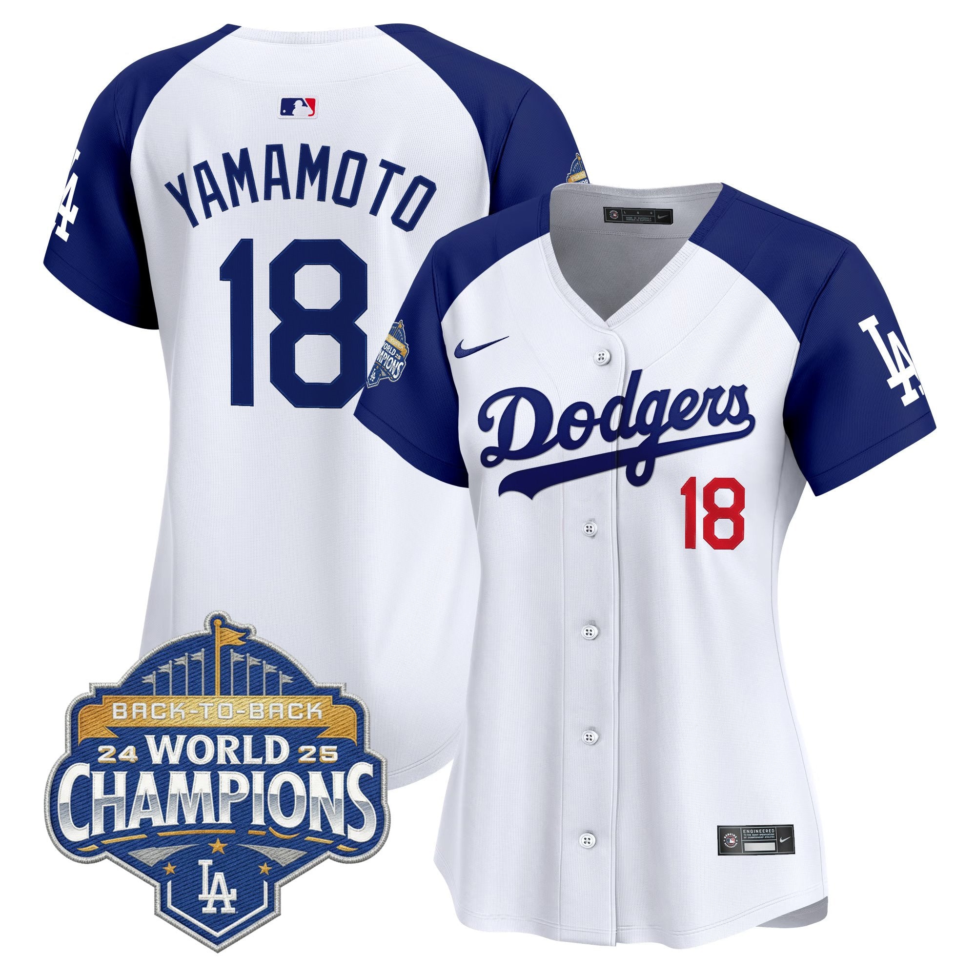 Women's Dodgers 2025 Back-To-Back Champions Vapor Premier Limited Jersey - All Stitched