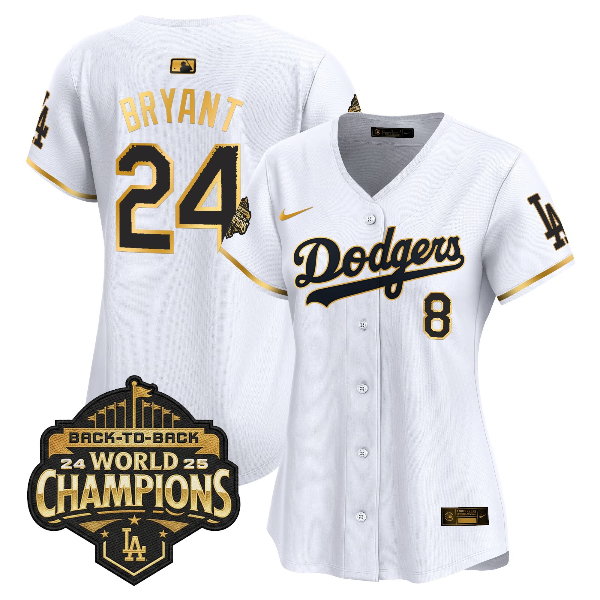Women's Dodgers 2025 Back-To-Back Champions Vapor Premier Limited Jersey - All Stitched