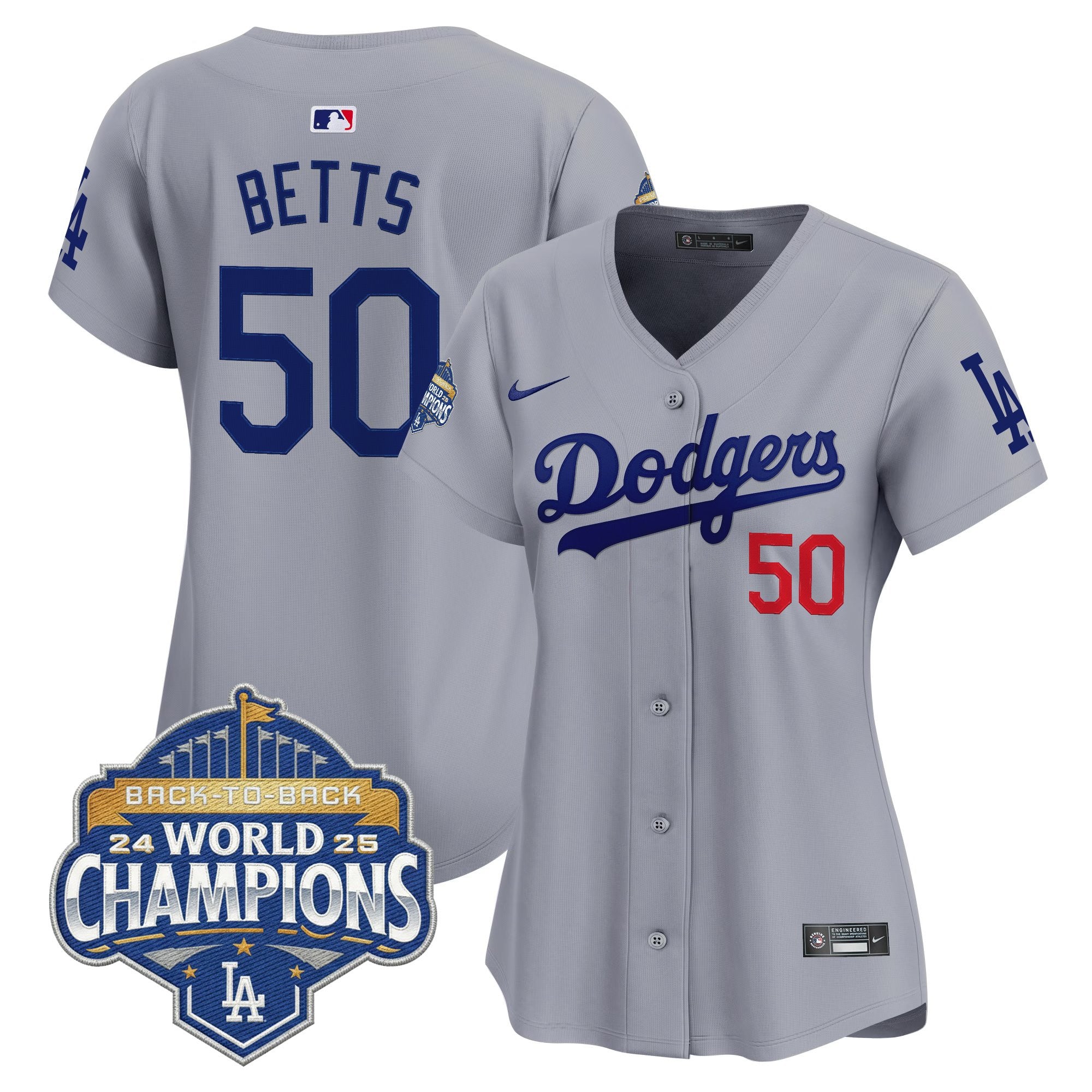 Women's Dodgers 2025 Back-To-Back Champions Vapor Premier Limited Jersey - All Stitched
