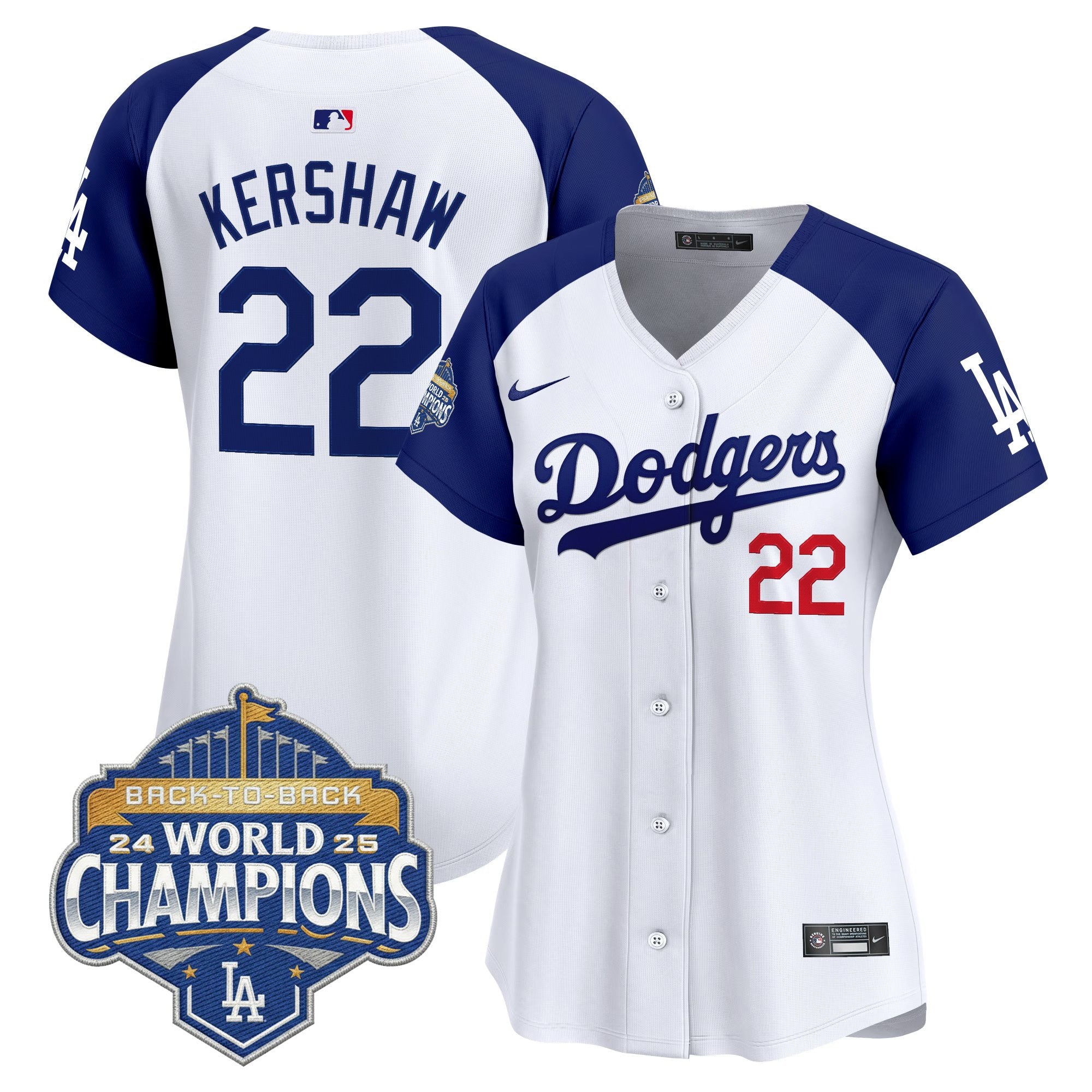 Women's Dodgers 2025 Back-To-Back Champions Vapor Premier Limited Jersey - All Stitched