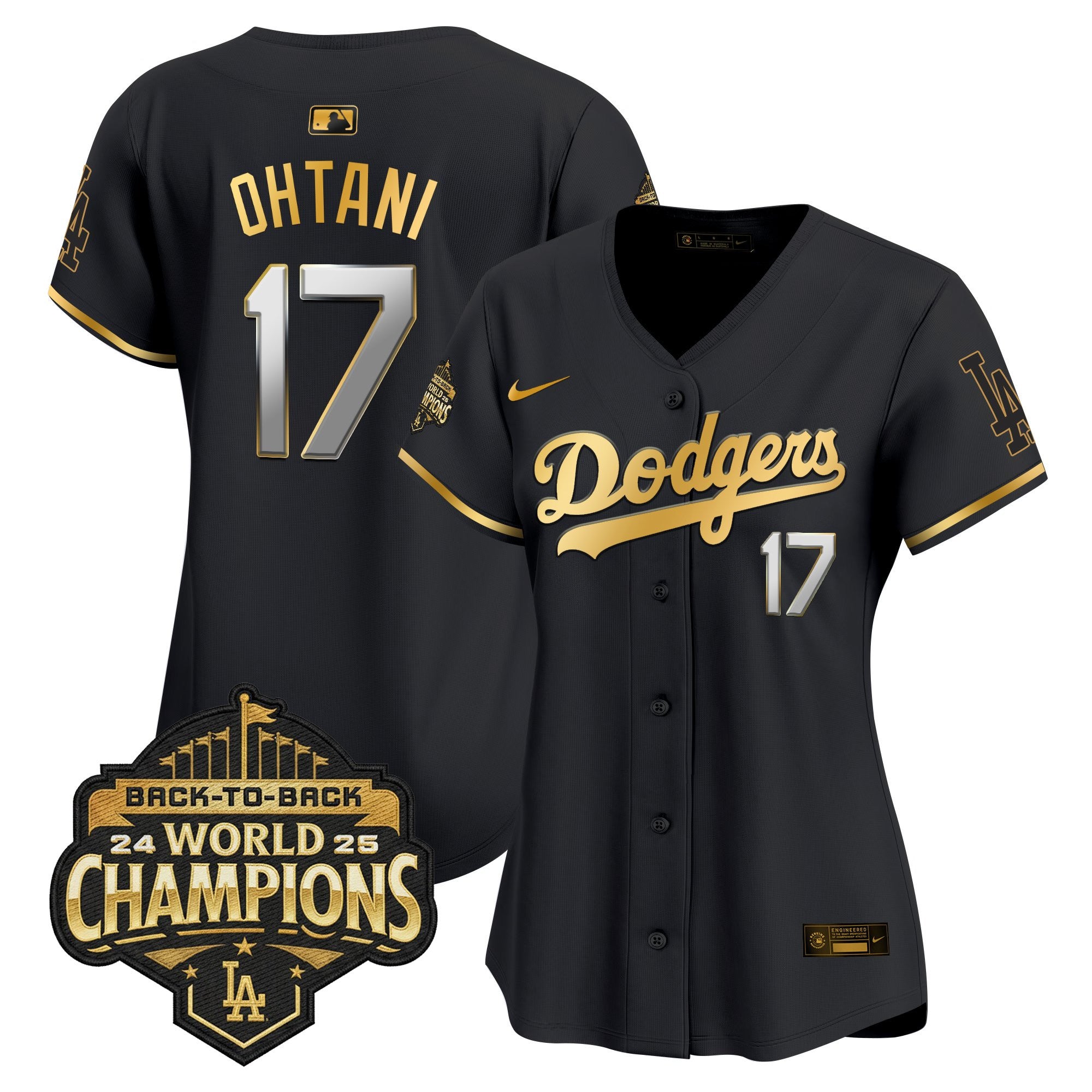 Women's Dodgers 2025 Back-To-Back Champions Vapor Premier Limited Jersey - All Stitched