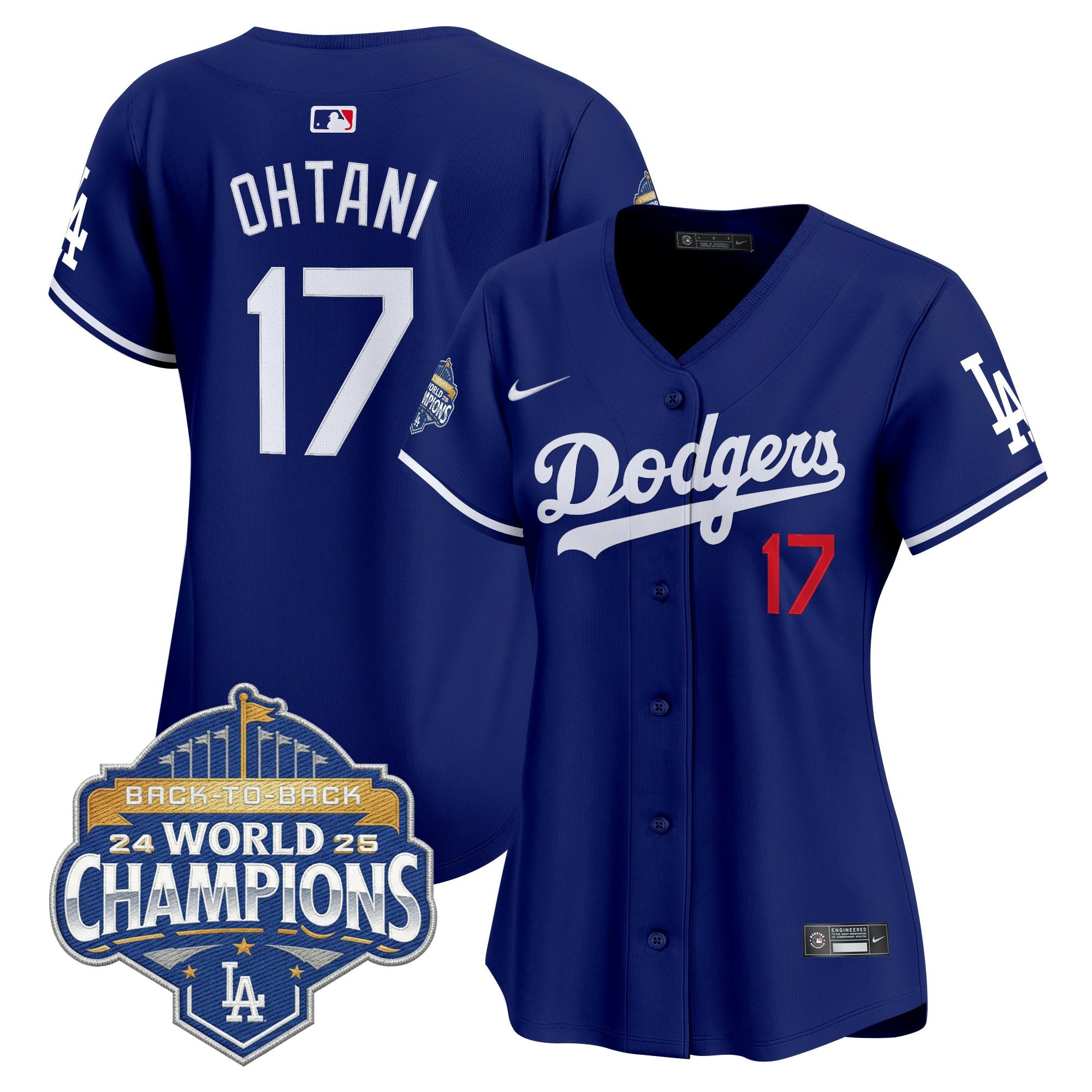 Women's Dodgers 2025 Back-To-Back Champions Vapor Premier Limited Jersey - All Stitched