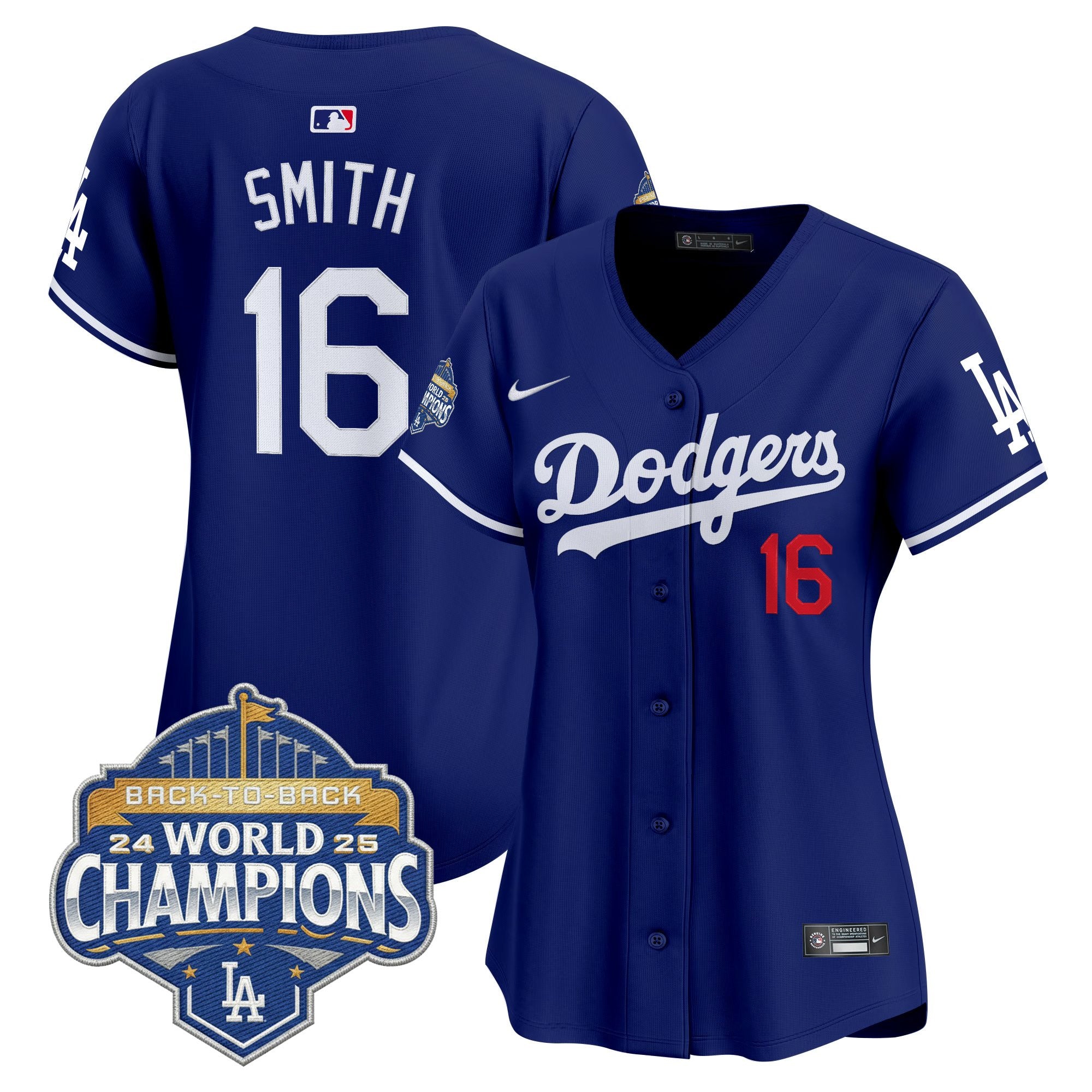 Women's Dodgers 2025 Back-To-Back Champions Vapor Premier Limited Jersey - All Stitched