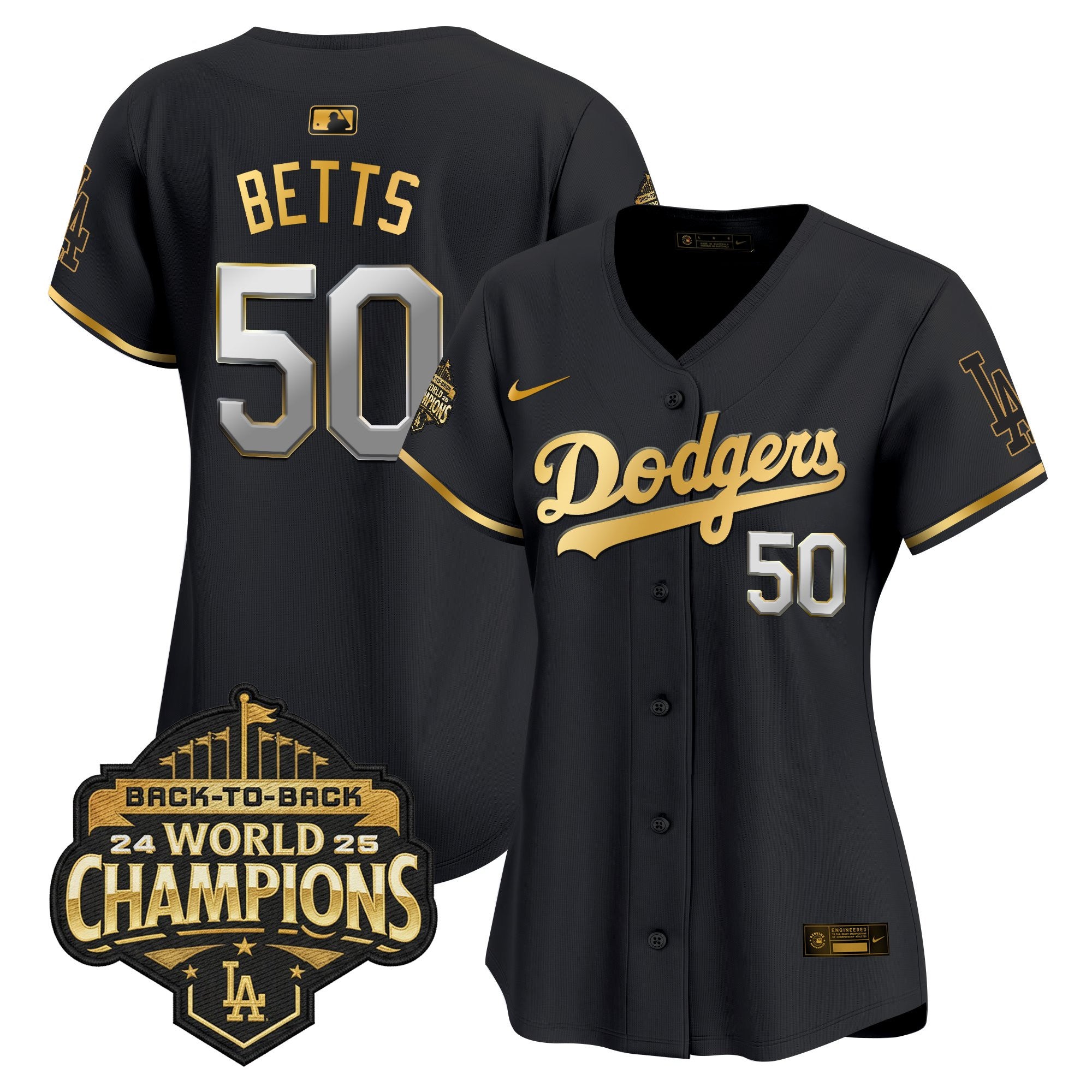 Women's Dodgers 2025 Back-To-Back Champions Vapor Premier Limited Jersey - All Stitched