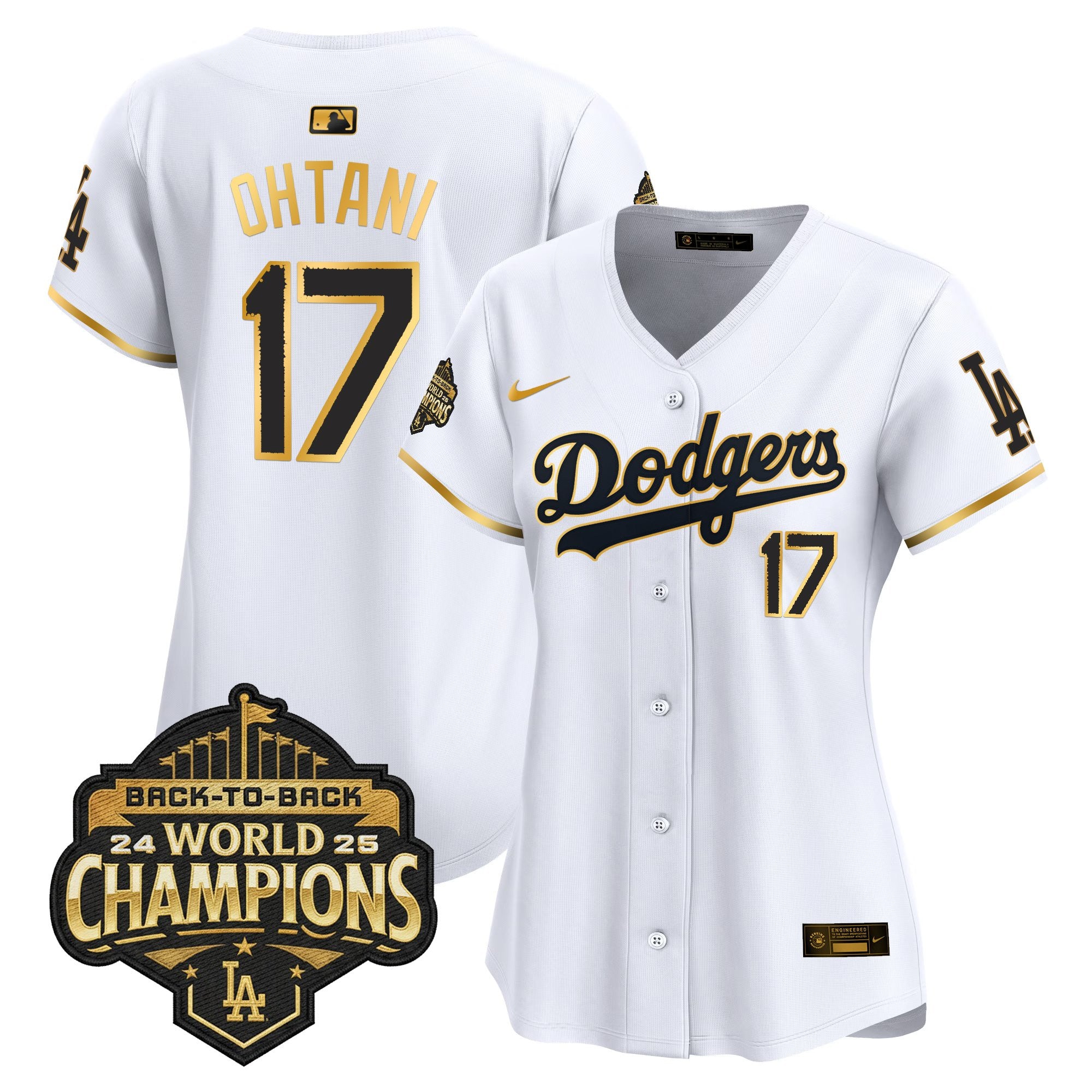 Women's Dodgers 2025 Back-To-Back Champions Vapor Premier Limited Jersey - All Stitched