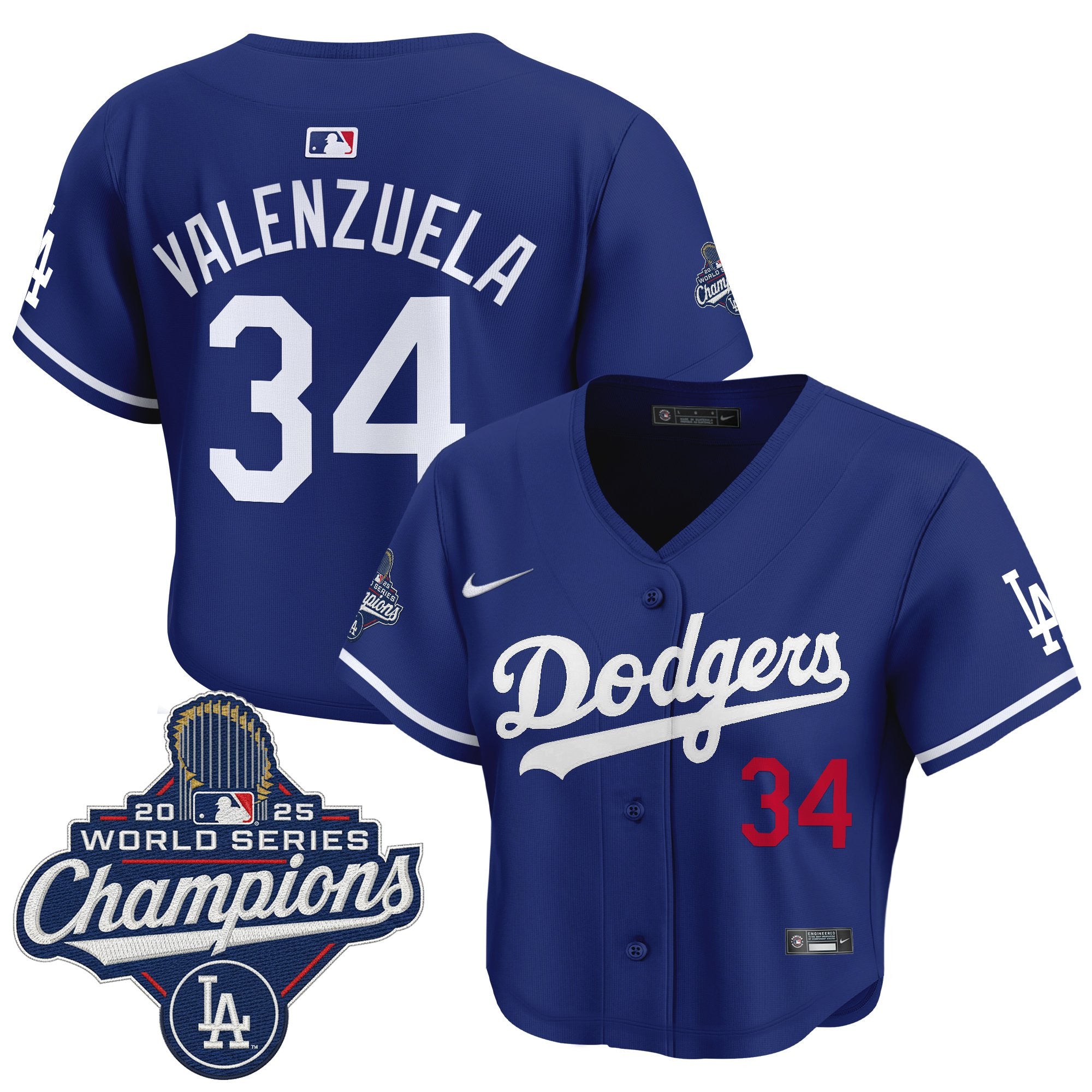 Women's Dodgers 2025 World Series Champions Crop Top Baseball Jersey - All Stitched