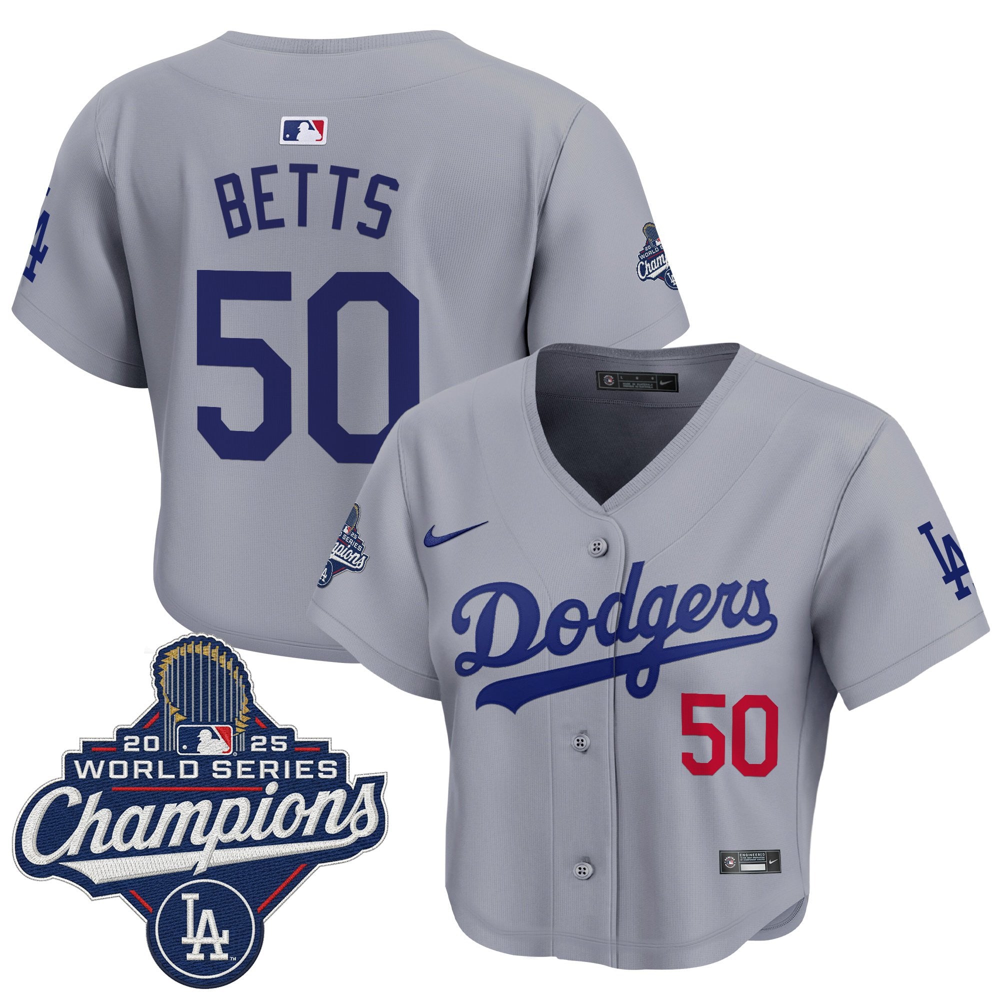 Women's Dodgers 2025 World Series Champions Crop Top Baseball Jersey - All Stitched