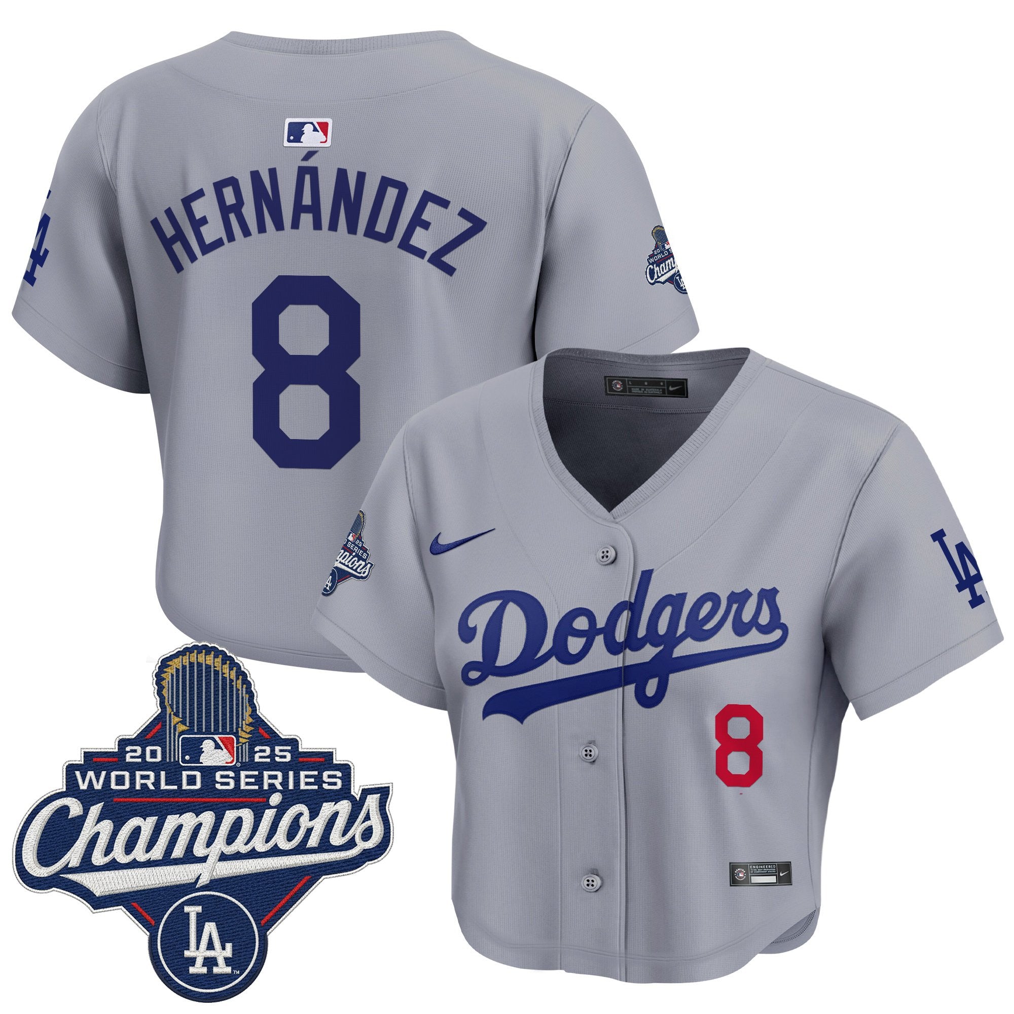 Women's Dodgers 2025 World Series Champions Crop Top Baseball Jersey - All Stitched