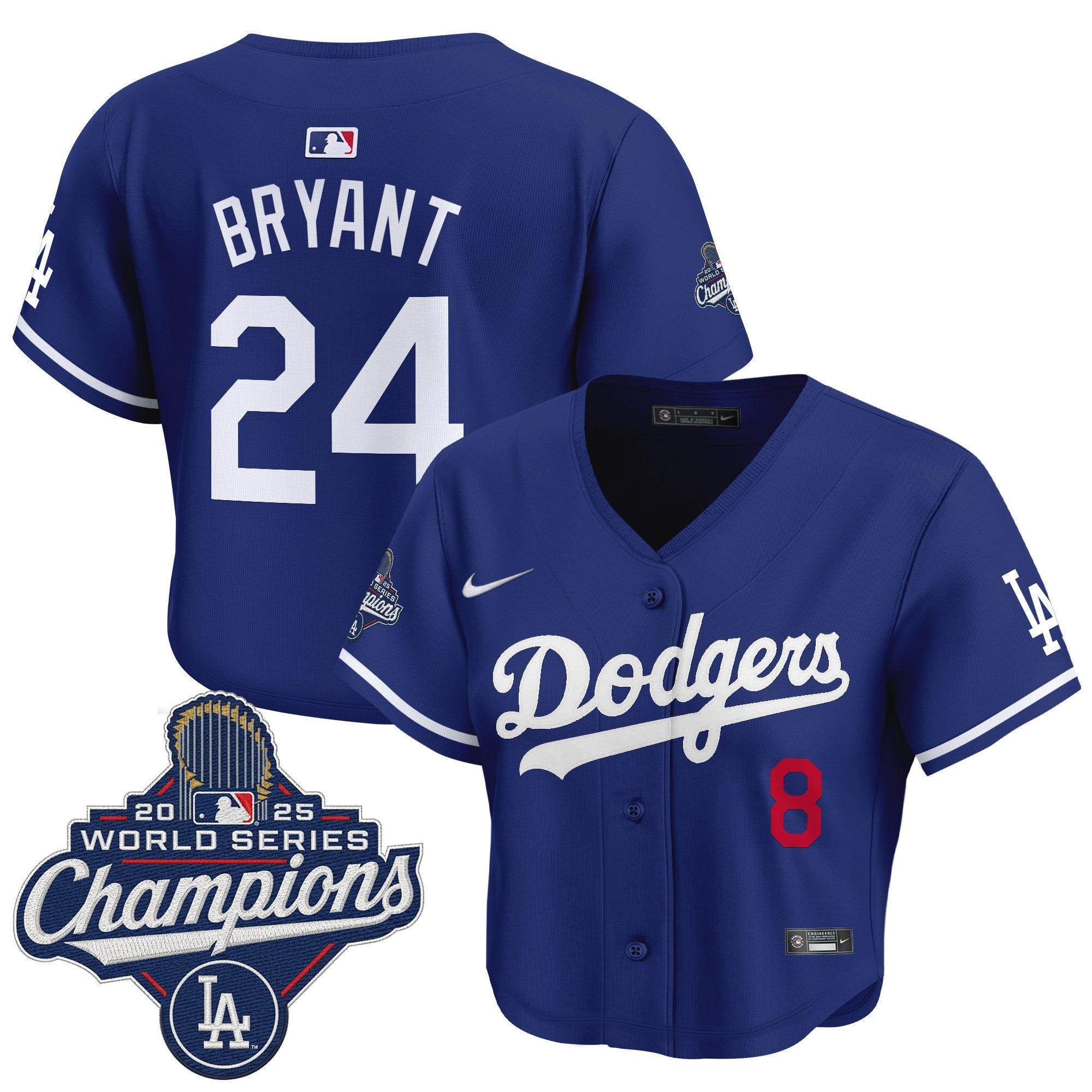 Women's Dodgers 2025 World Series Champions Crop Top Baseball Jersey - All Stitched