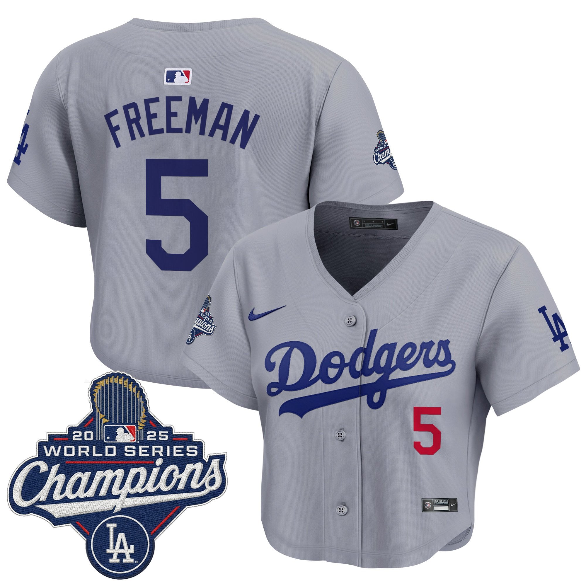 Women's Dodgers 2025 World Series Champions Crop Top Baseball Jersey - All Stitched