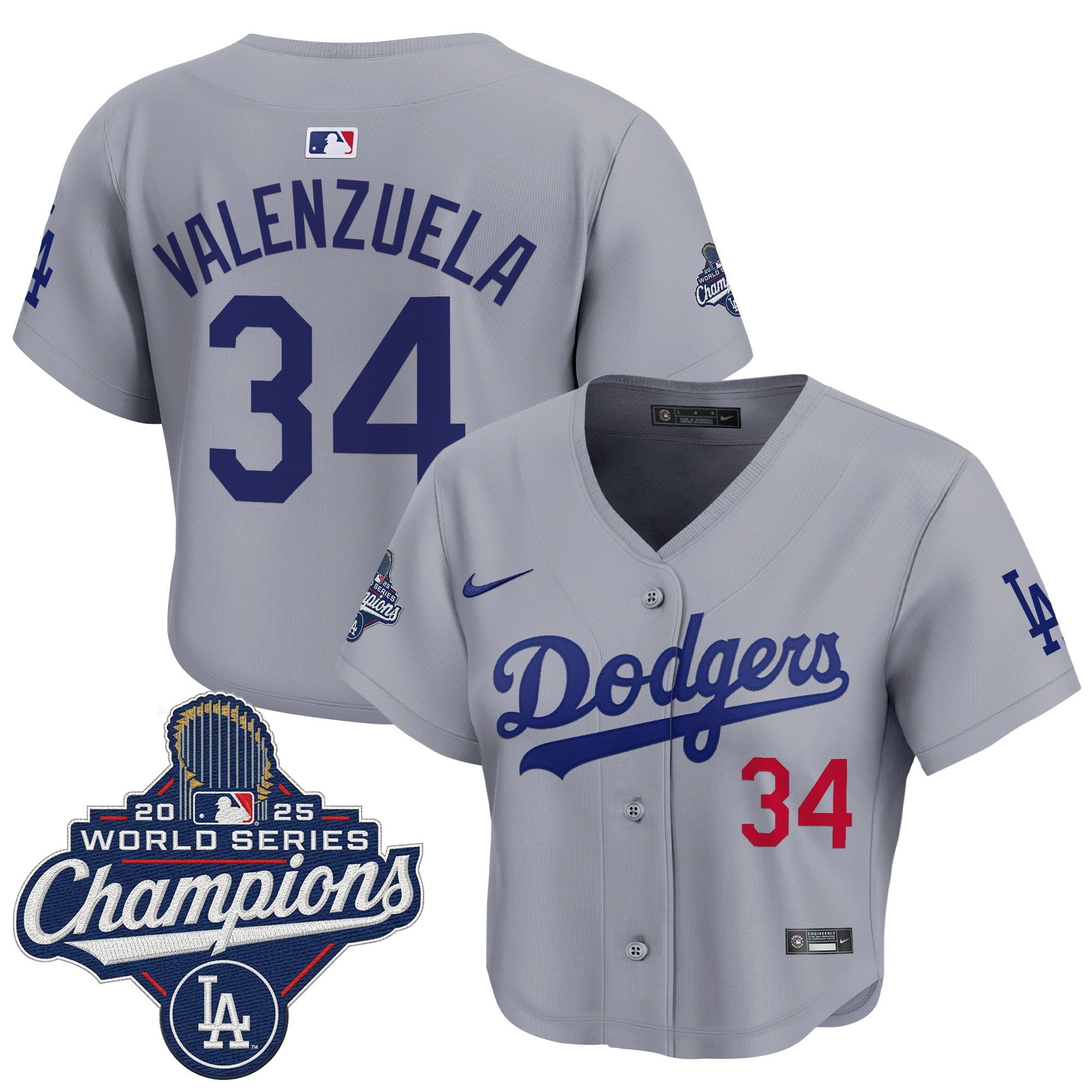Women's Dodgers 2025 World Series Champions Crop Top Baseball Jersey - All Stitched