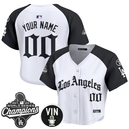 Dodgers 2025 World Series Champions Crop Top Baseball Custom Jersey - LA Gothic Edition - All Stitched