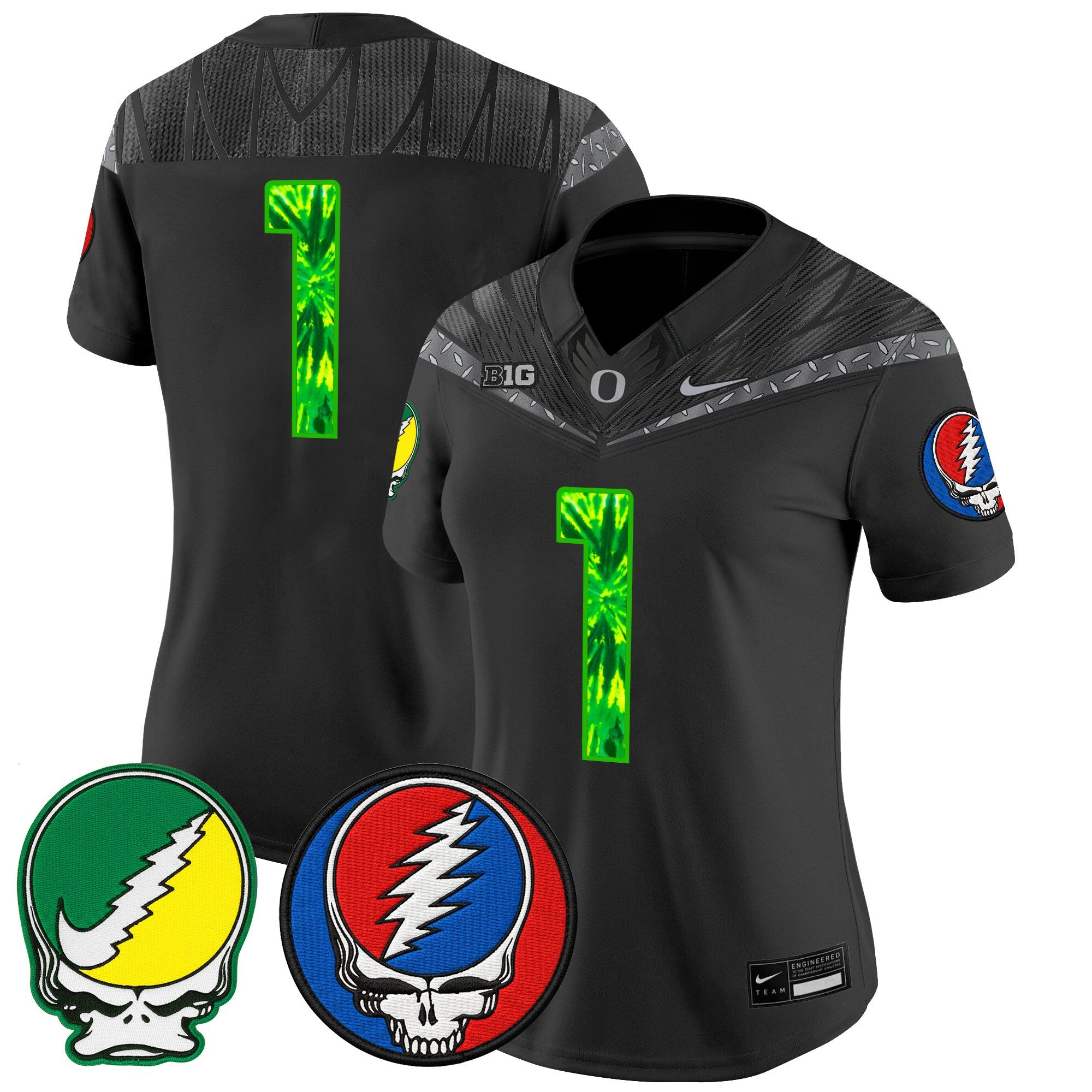 Women's Oregon Ducks 2025 'Grateful Ducks x Grateful Dead' Vapor Limited Jersey - All Stitched